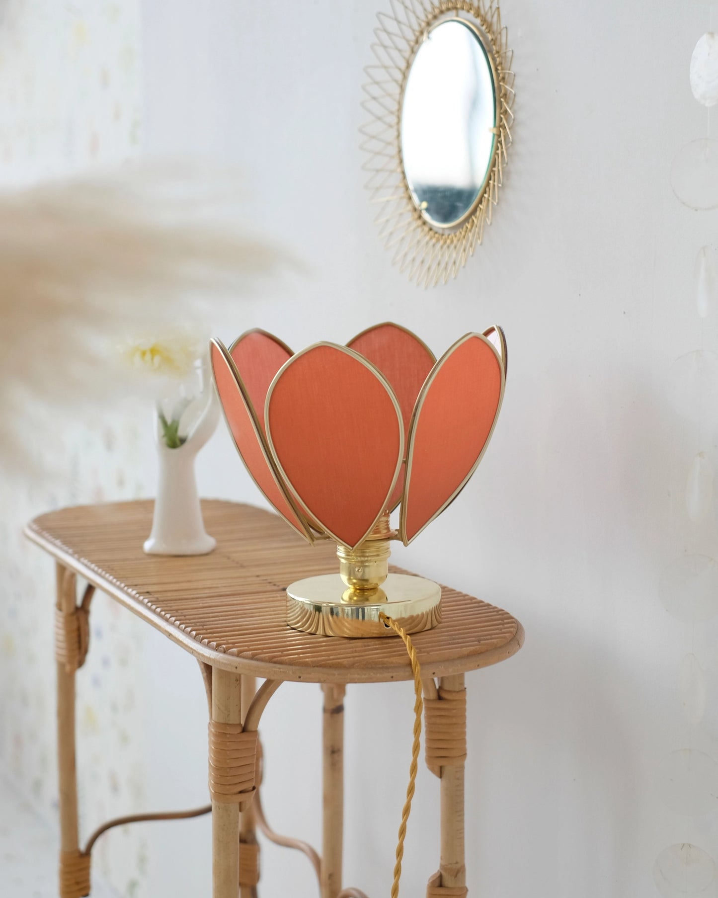 Lampe Fleur à poser - Ocre et doré