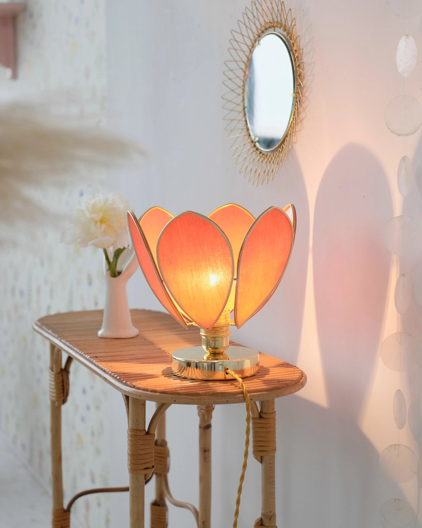 Lampe Fleur à poser - Ocre et doré