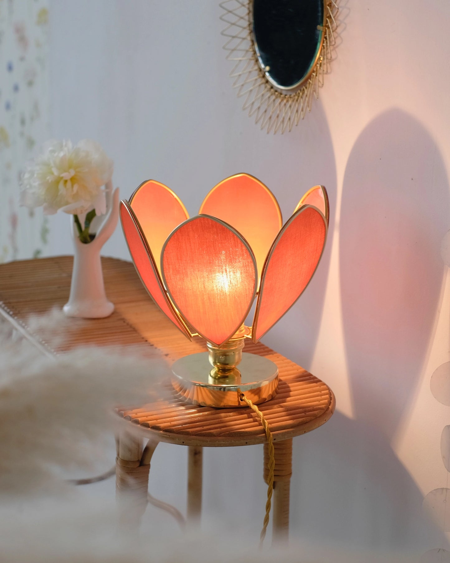 Lampe Fleur à poser - Ocre et doré