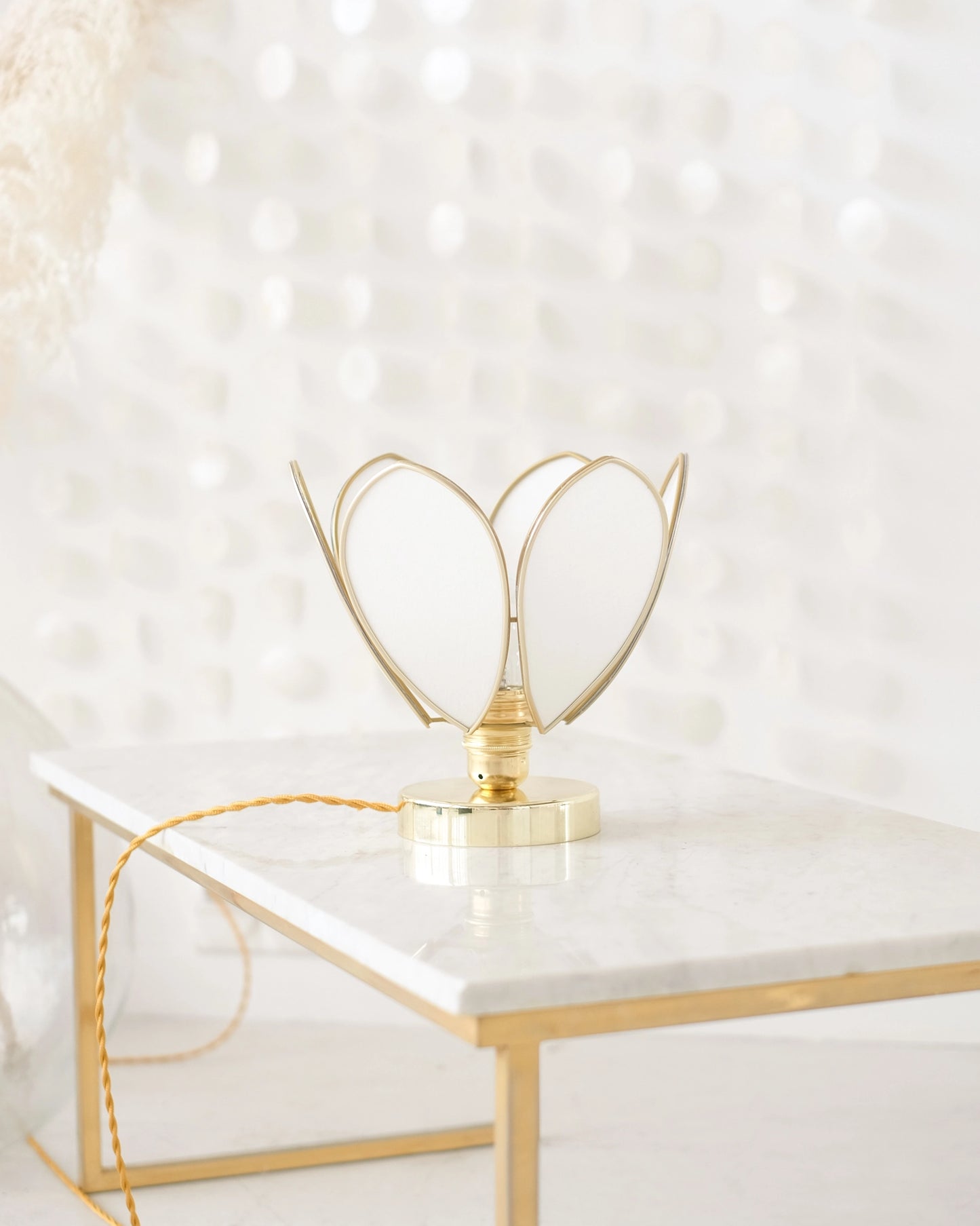 Lampe Fleur à poser - Écru et doré