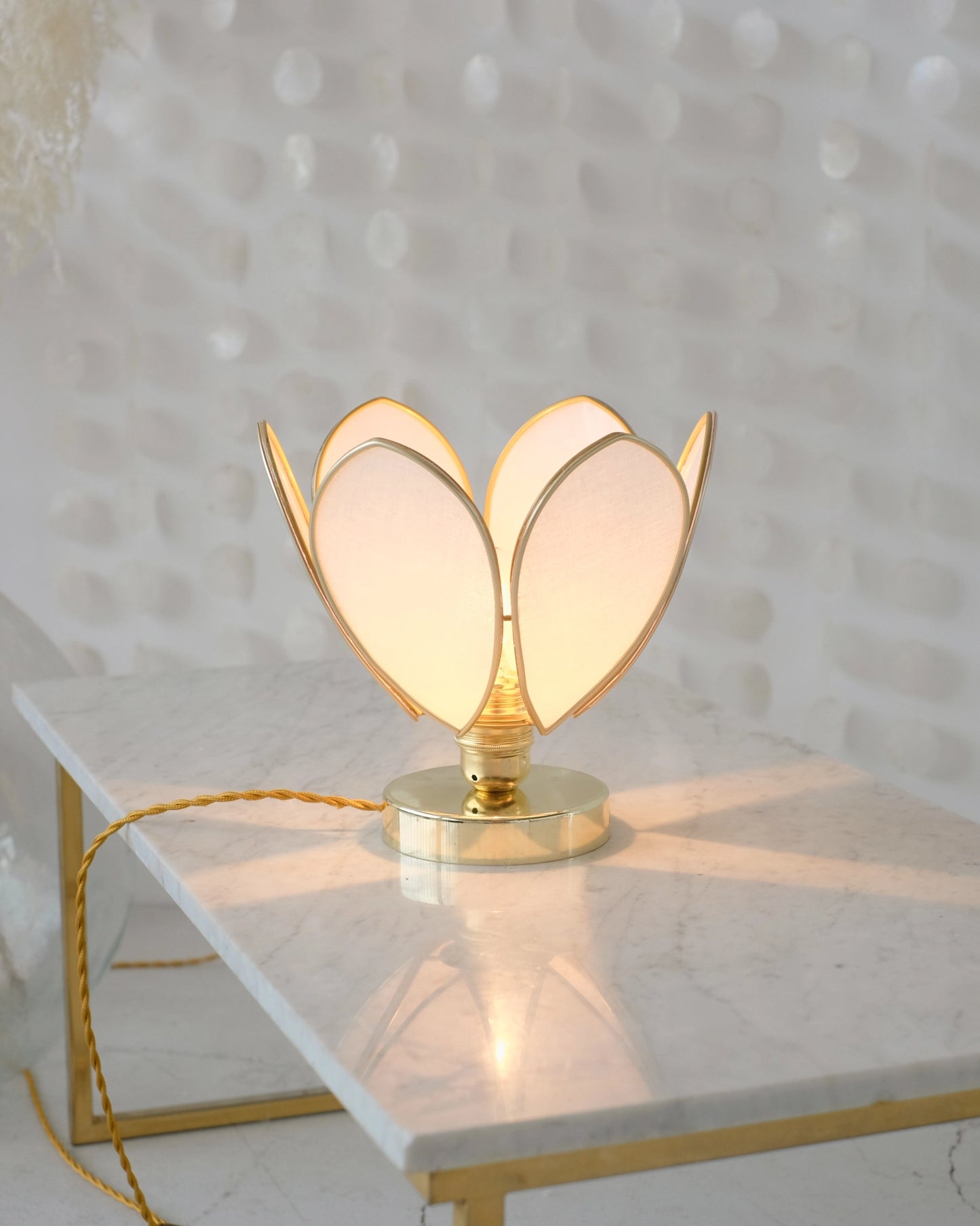 Lampe Fleur à poser - Écru et doré