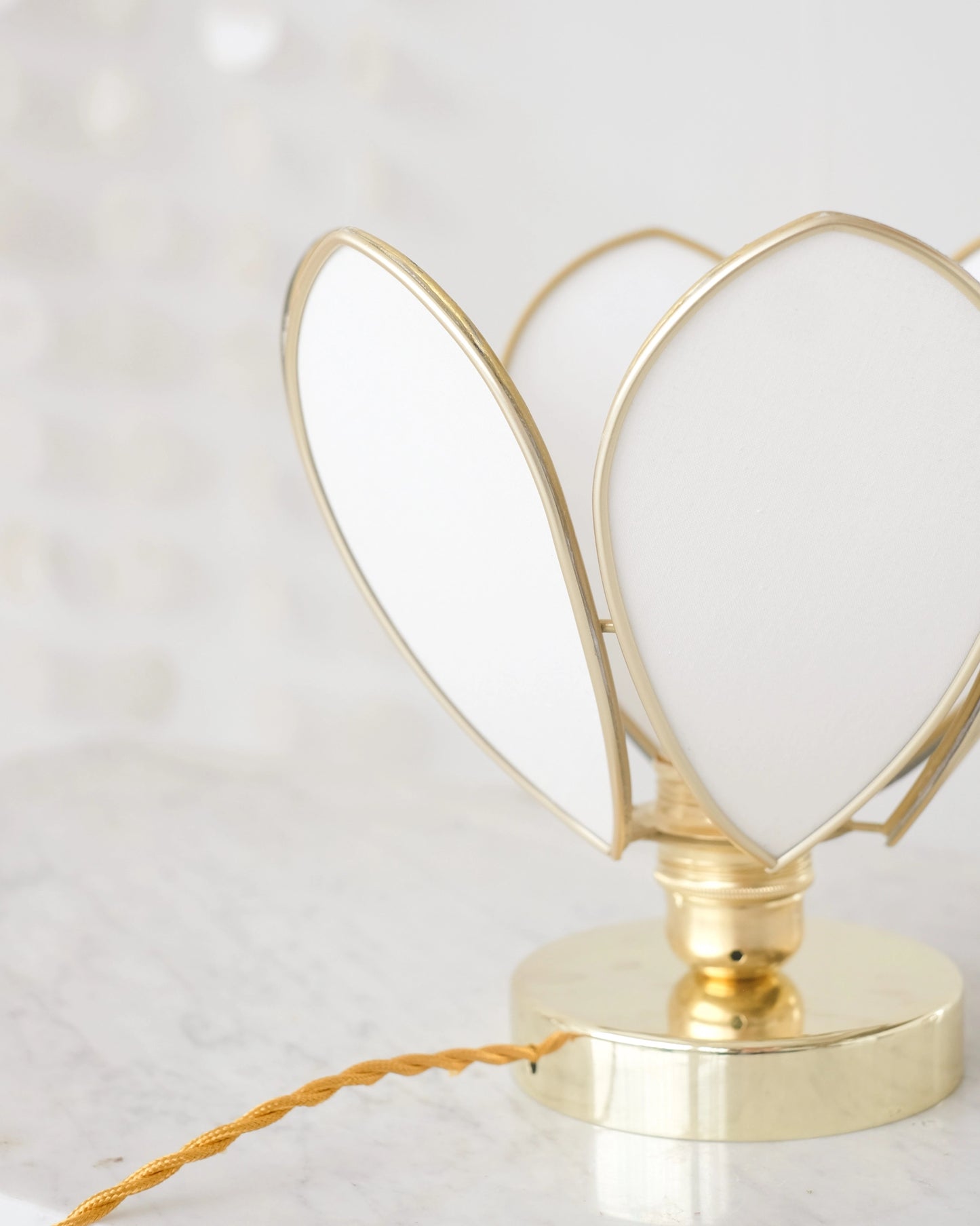 Lampe Fleur à poser - Écru et doré