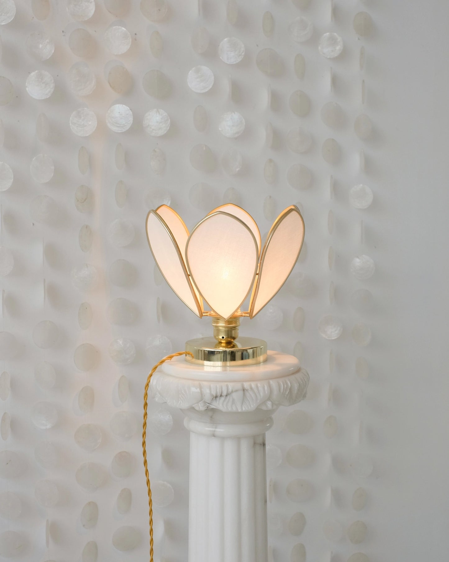 Lampe Fleur à poser - Écru et doré