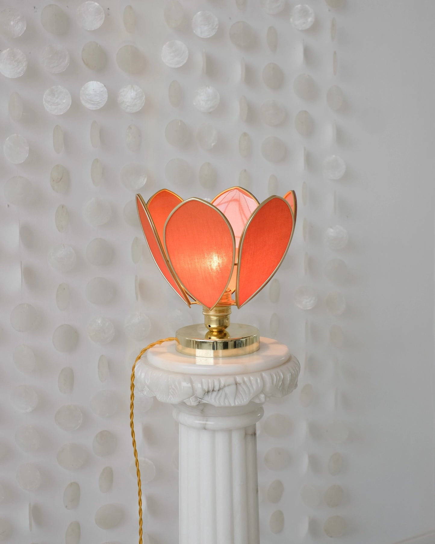 Lampe Fleur à poser - Ocre et doré