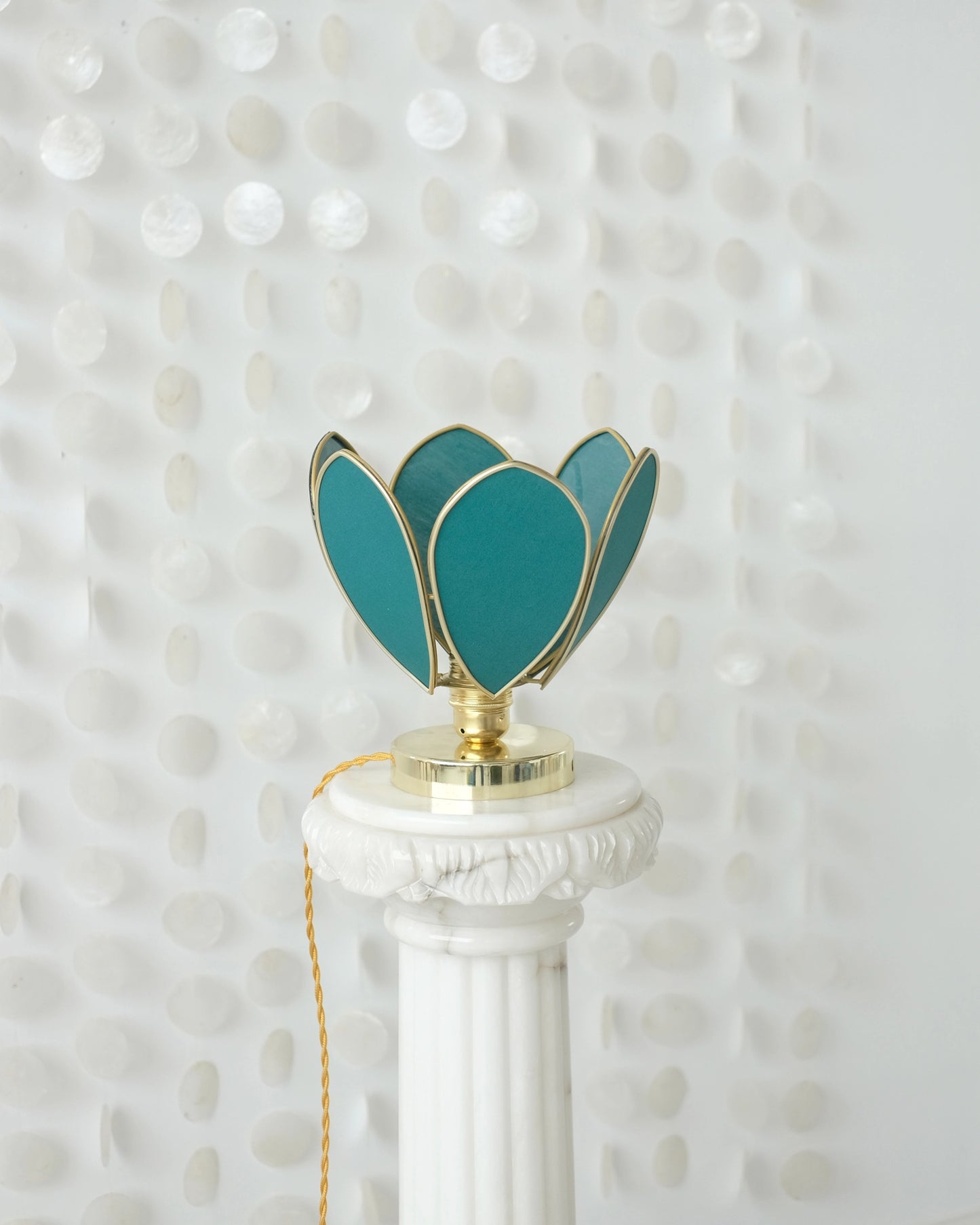 Lampe Fleur à poser - Vert jungle et doré