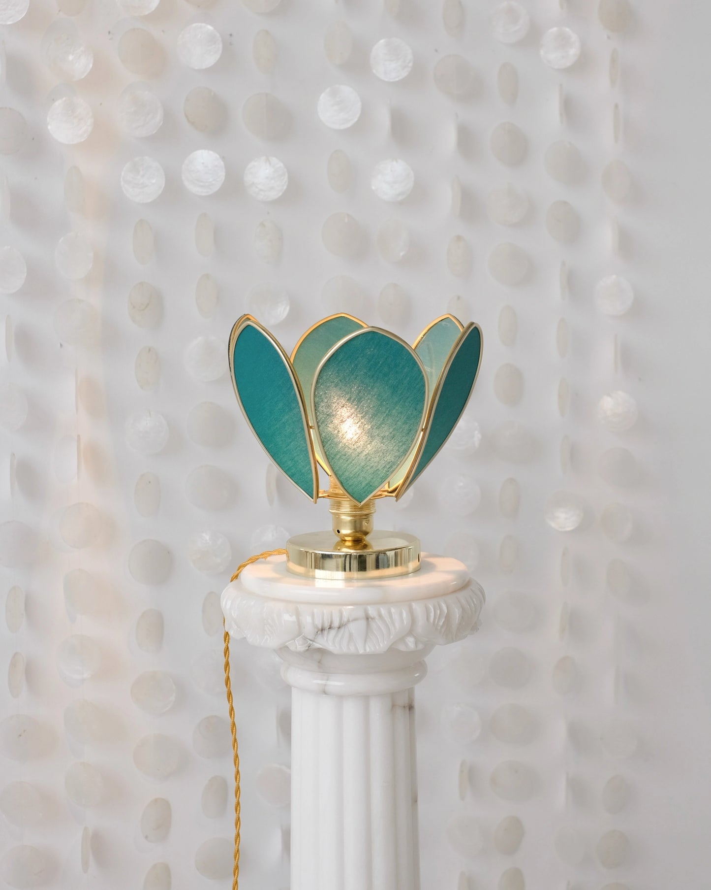Lampe Fleur à poser - Vert jungle et doré