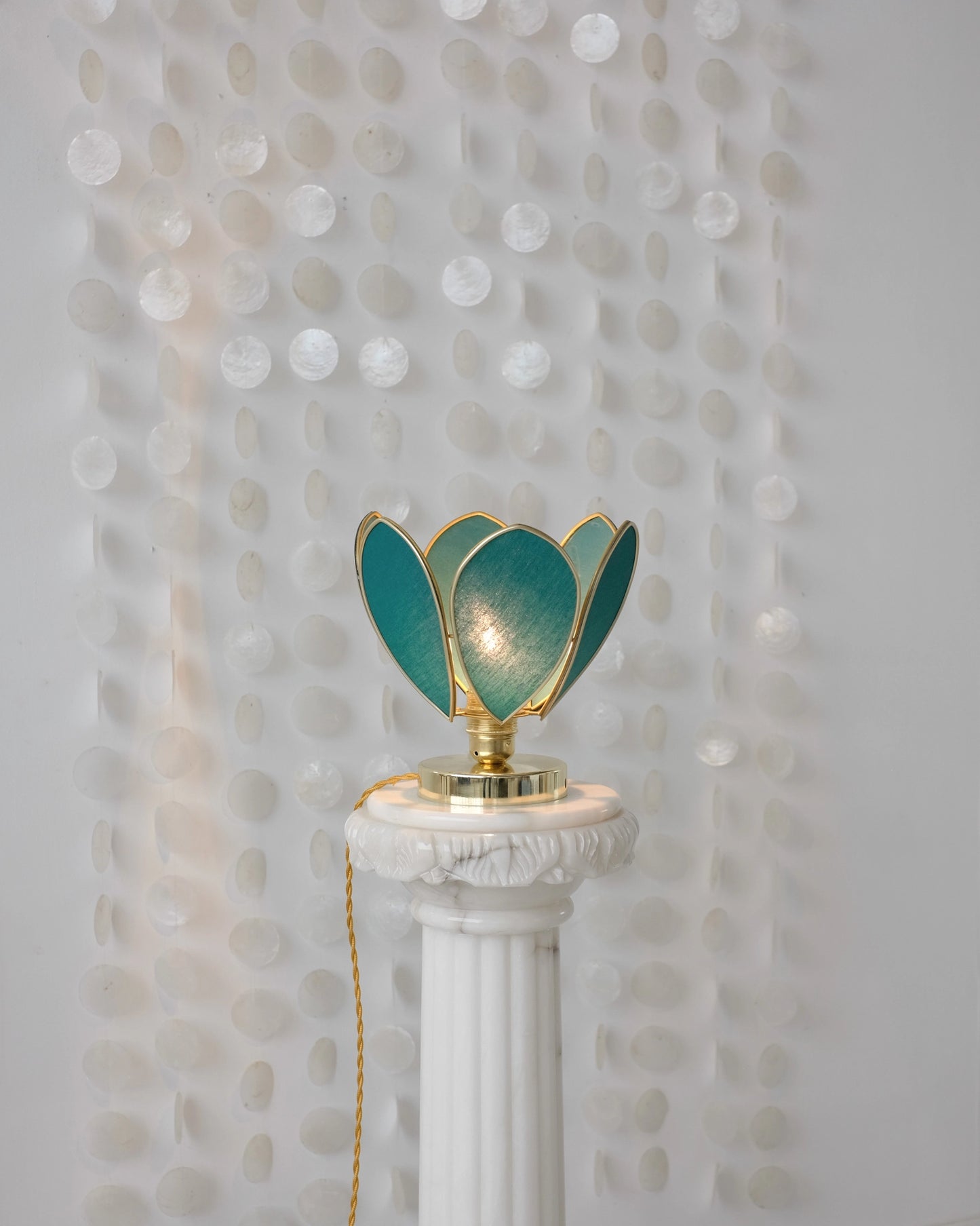 Lampe Fleur à poser - Vert jungle et doré