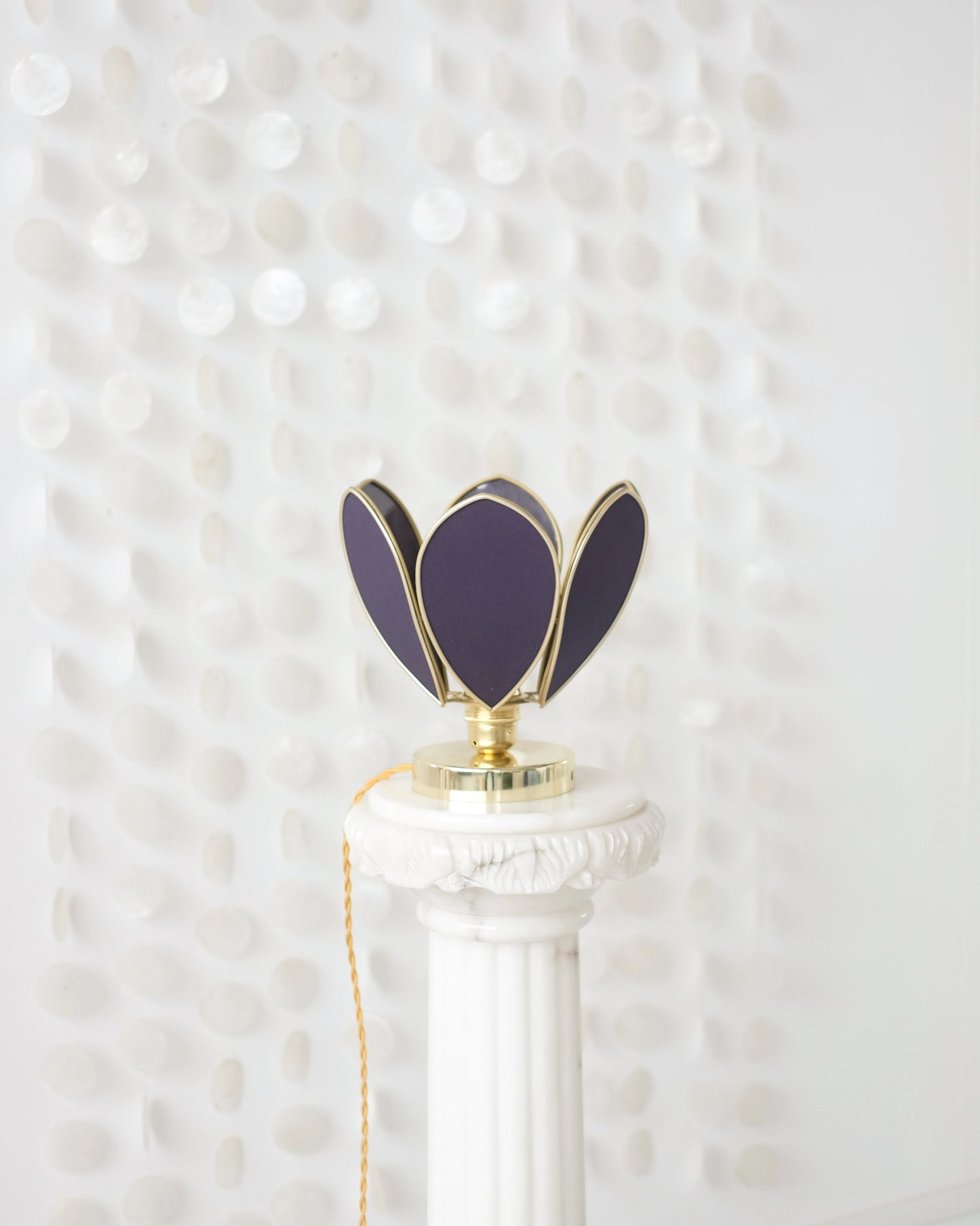 Lampe Fleur à poser - Bleu nuit et doré