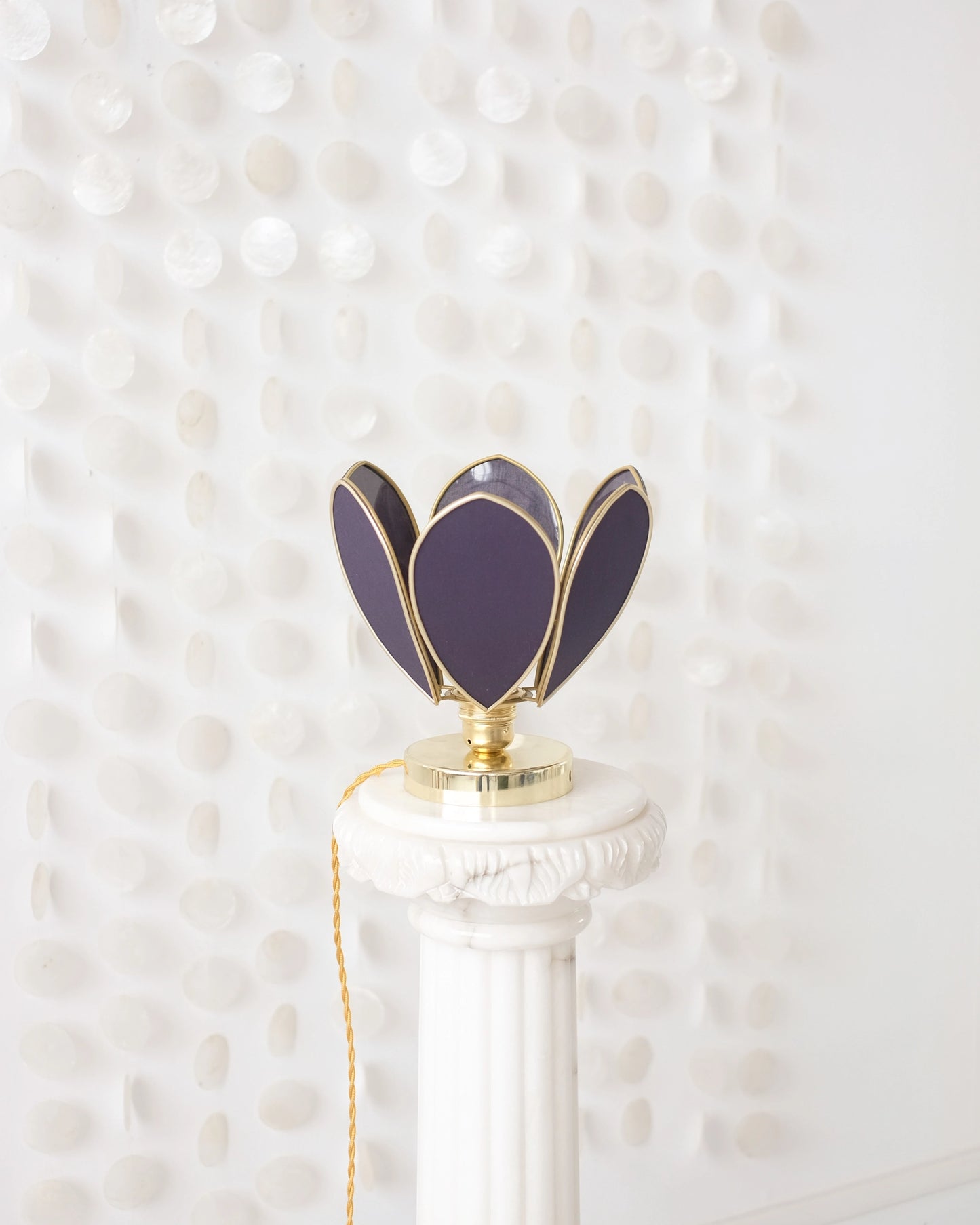 Lampe Fleur à poser - Bleu nuit et doré