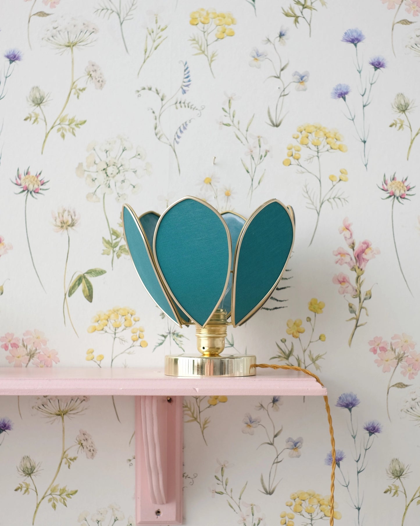 Lampe Fleur à poser - Vert jungle et doré