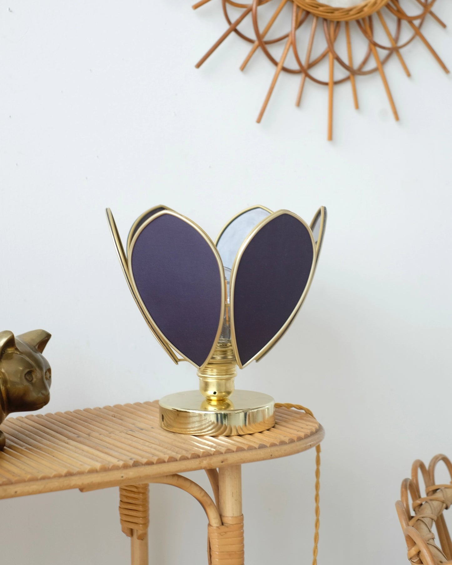 Lampe Fleur à poser - Bleu nuit et doré