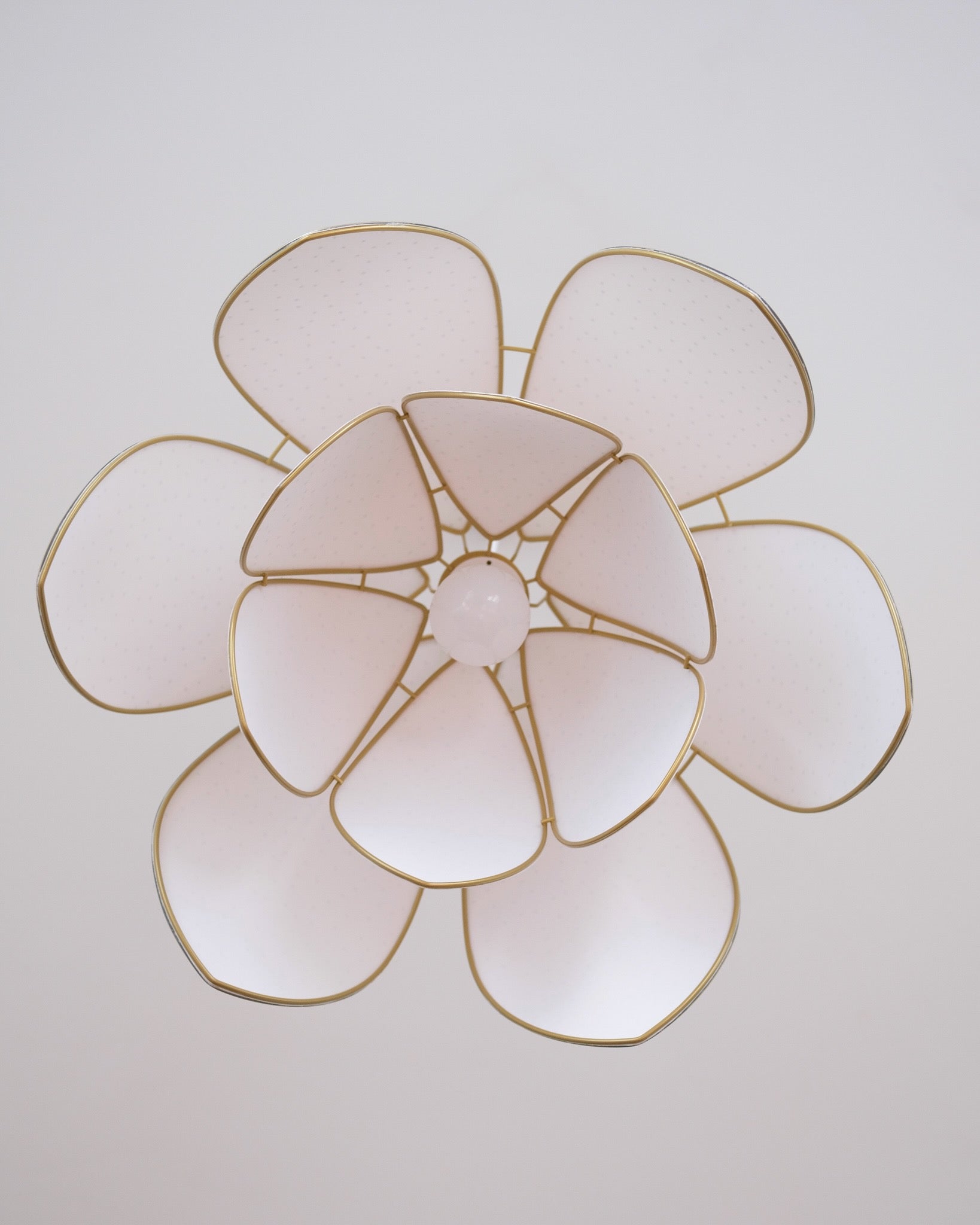 Suspension Fleur double - Écru et doré