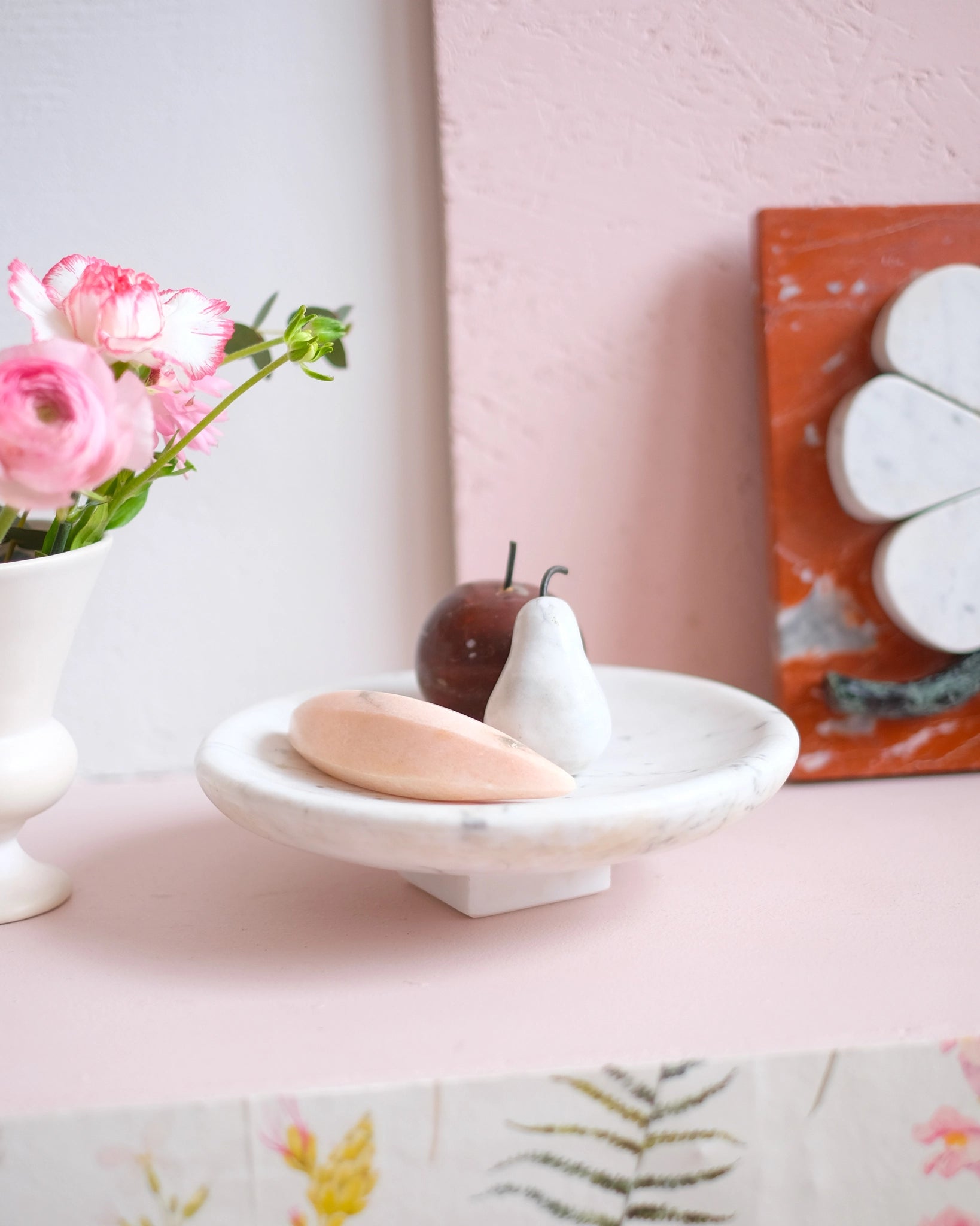 Ancienne coupe et ses fruits en marbre - Silly & Billy