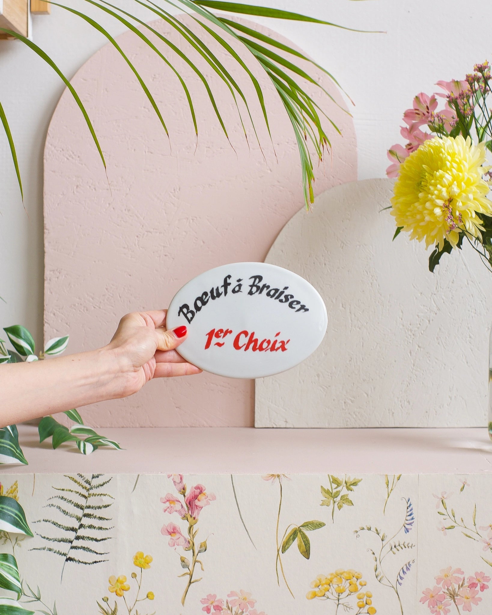 Anciennes plaques de boucherie en céramique émaillée - Au choix - Silly & Billy