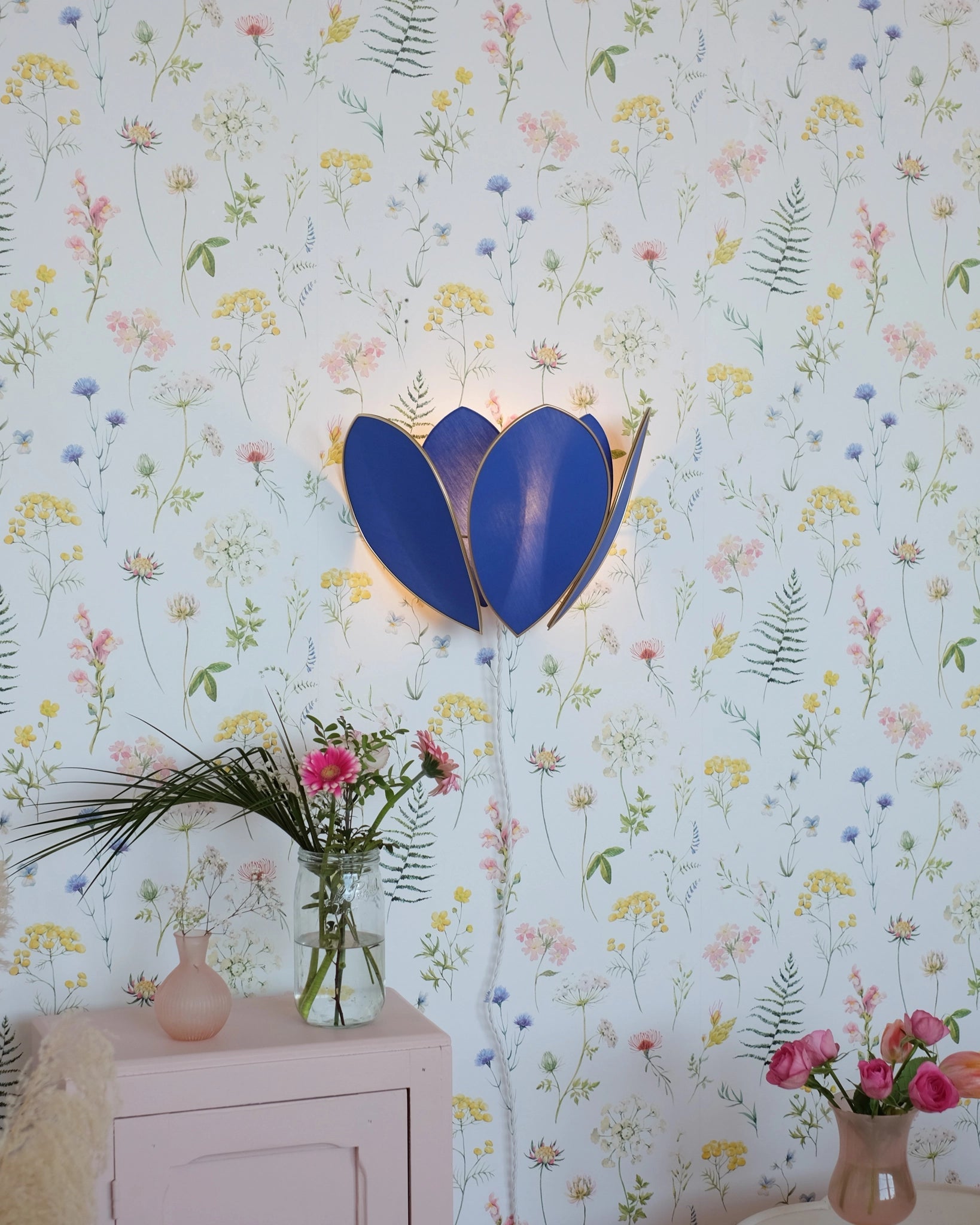 Applique Fleur Double - Bleu royal et doré - Silly & Billy