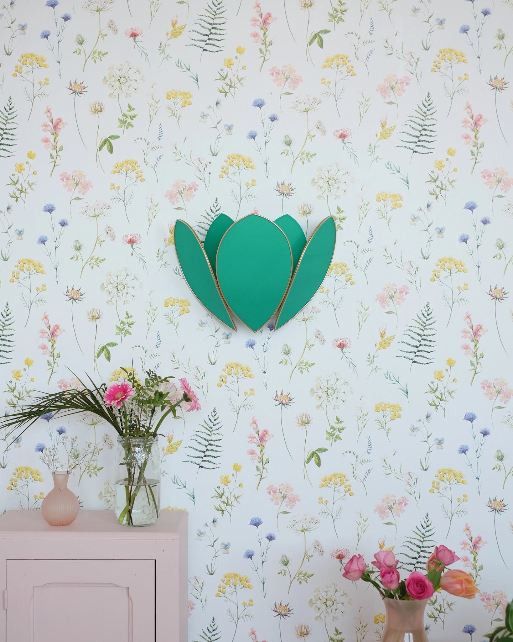 Applique Fleur Double - Émeraude et doré - Silly & Billy