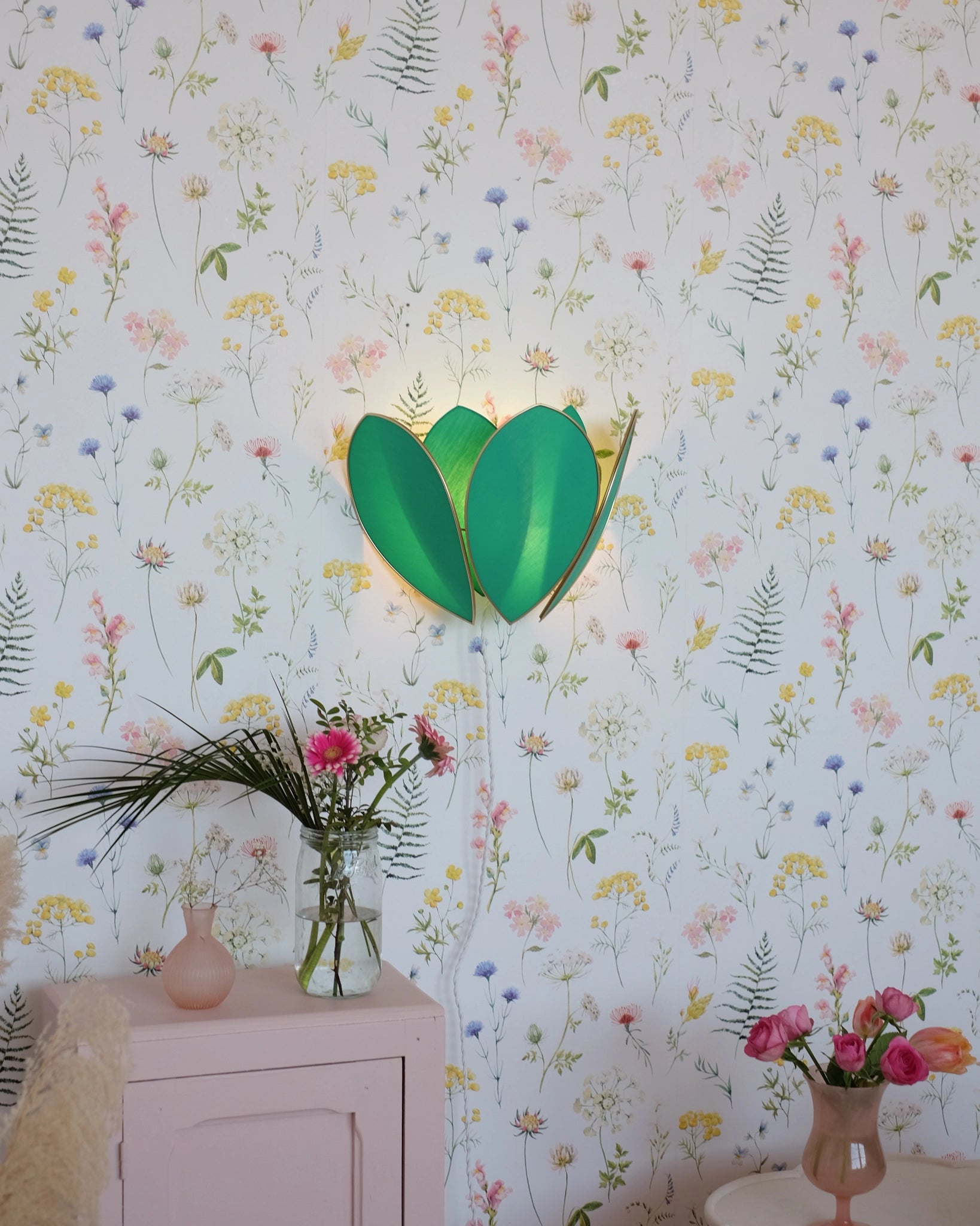 Applique Fleur Double - Émeraude et doré - Silly & Billy