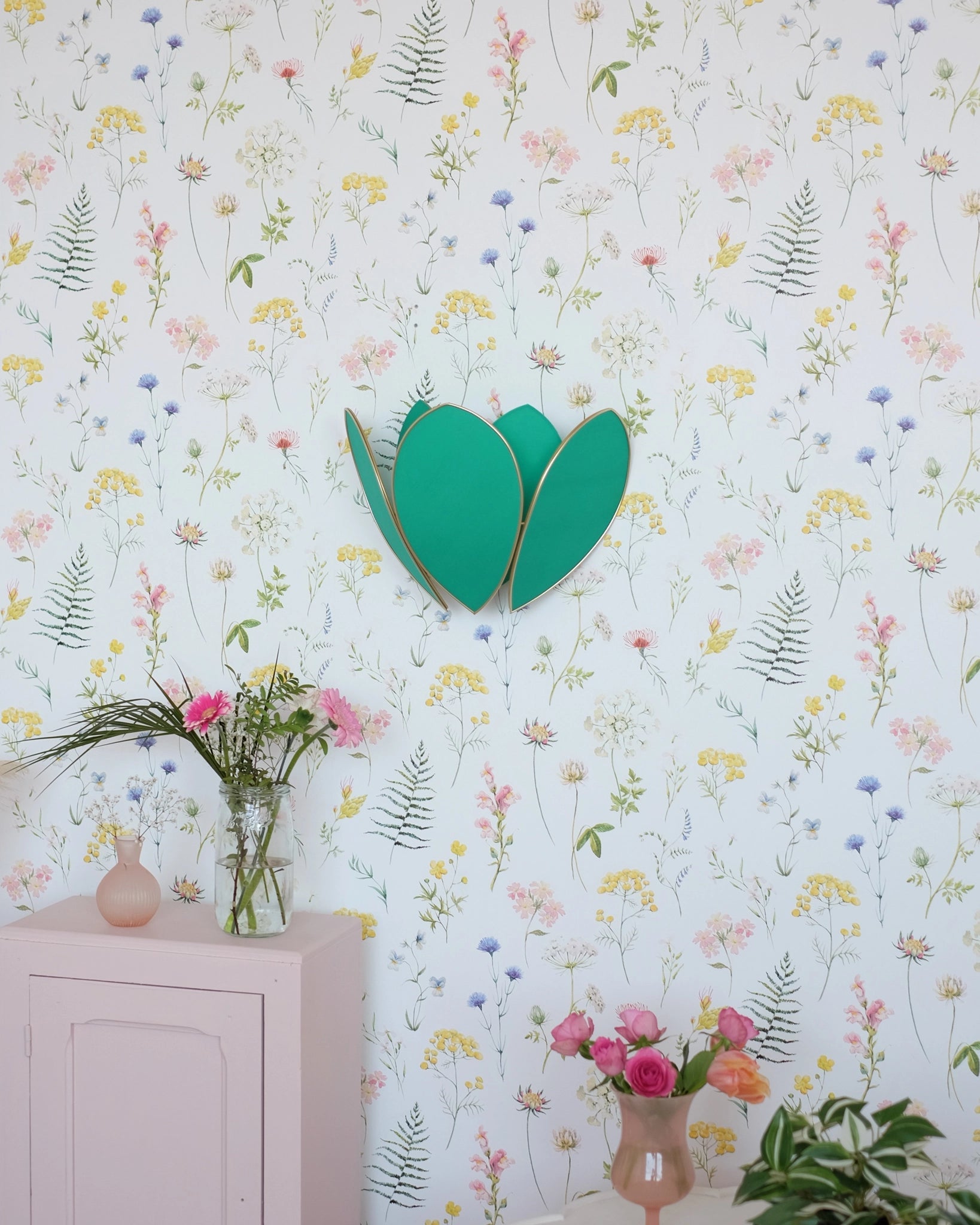 Applique Fleur Double - Émeraude et doré - Silly & Billy