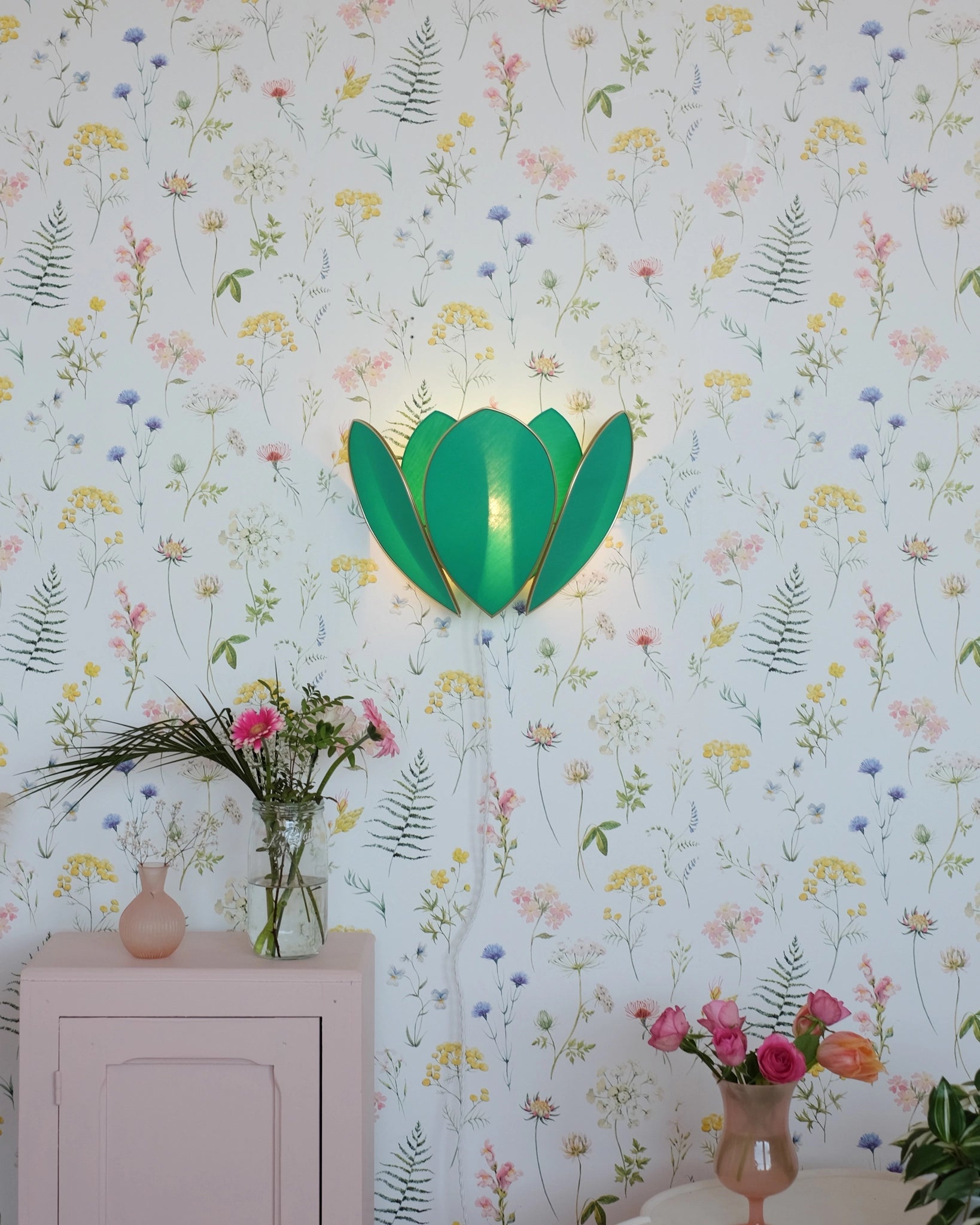 Applique Fleur Double - Émeraude et doré - Silly & Billy