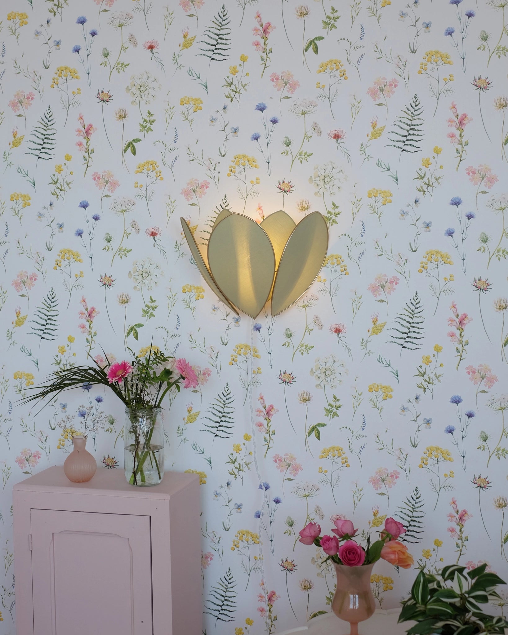 Applique Fleur Double - Eucalyptus et doré - Silly & Billy