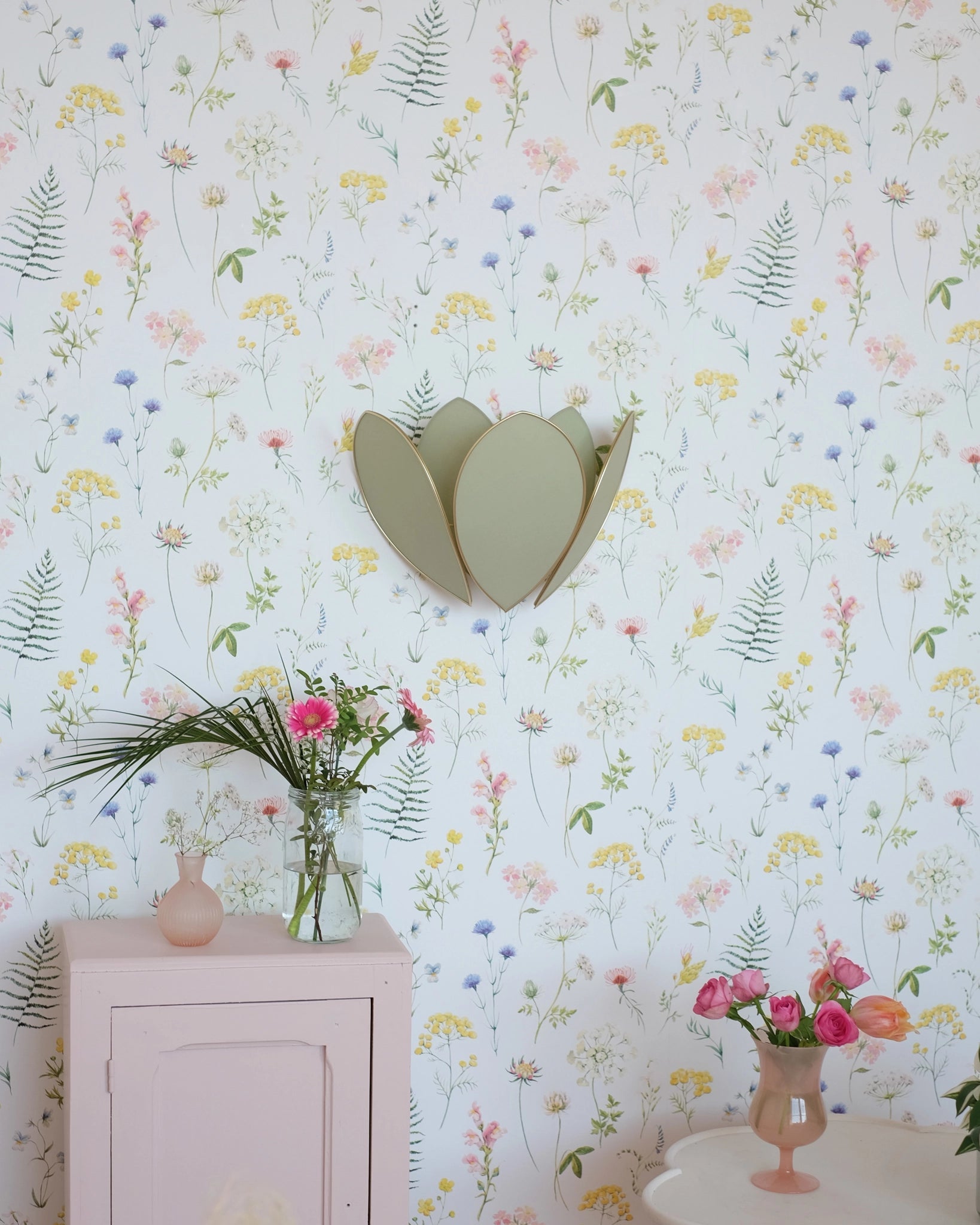 Applique Fleur Double - Eucalyptus et doré - Silly & Billy