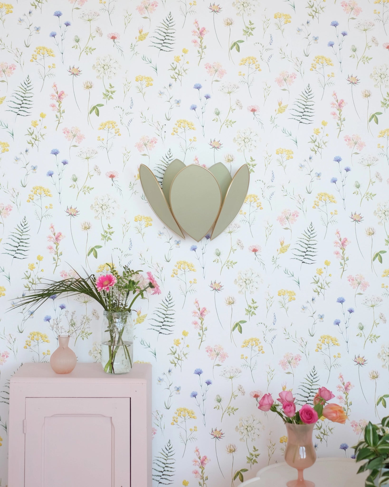 Applique Fleur Double - Eucalyptus et doré - Silly & Billy