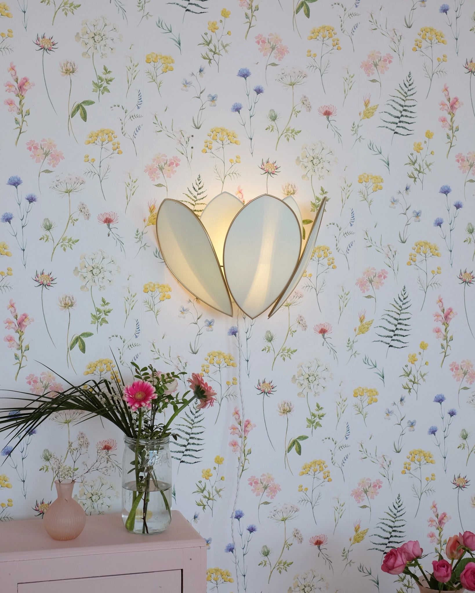 Applique Fleur Double - Glacier et doré - Silly & Billy