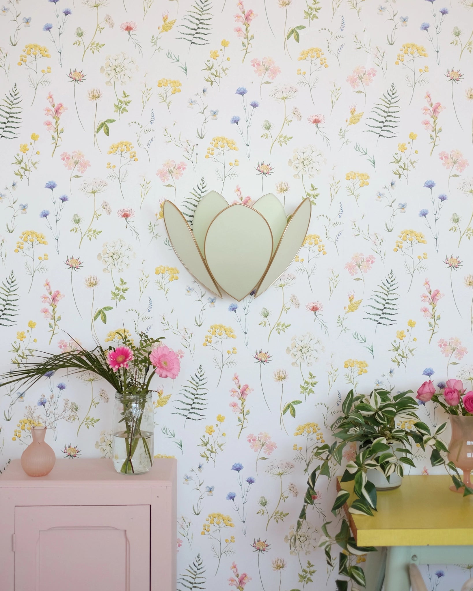 Applique Fleur Double - Menthe fraîche et doré - Silly & Billy