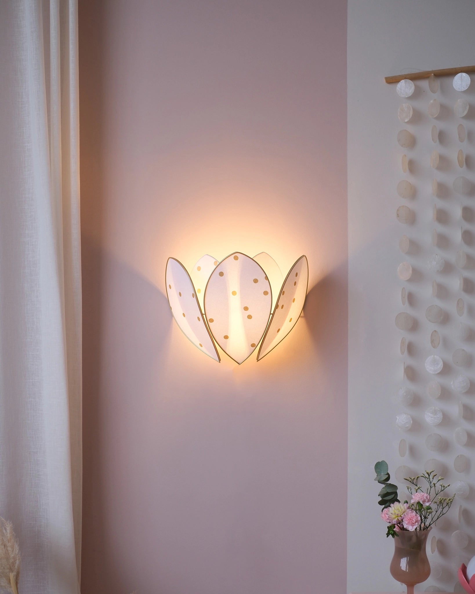 Applique Fleur Double - Pois dorés - Silly & Billy