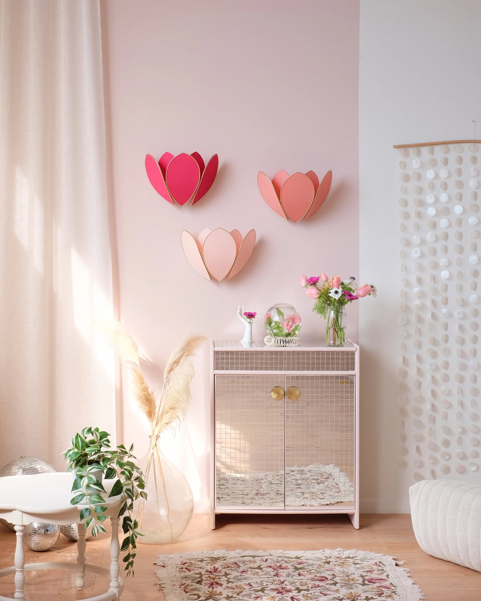 Applique Fleur Double - Rose des bois et doré - Silly & Billy