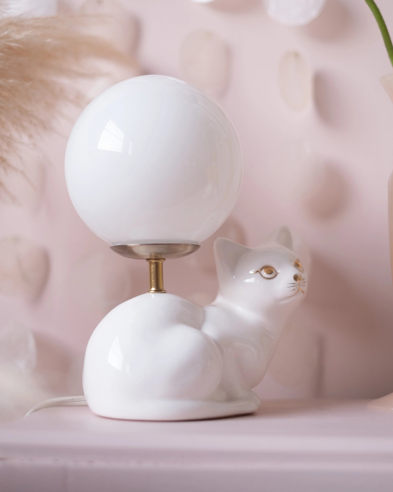 Lampe chat en céramique et opaline - Silly & Billy