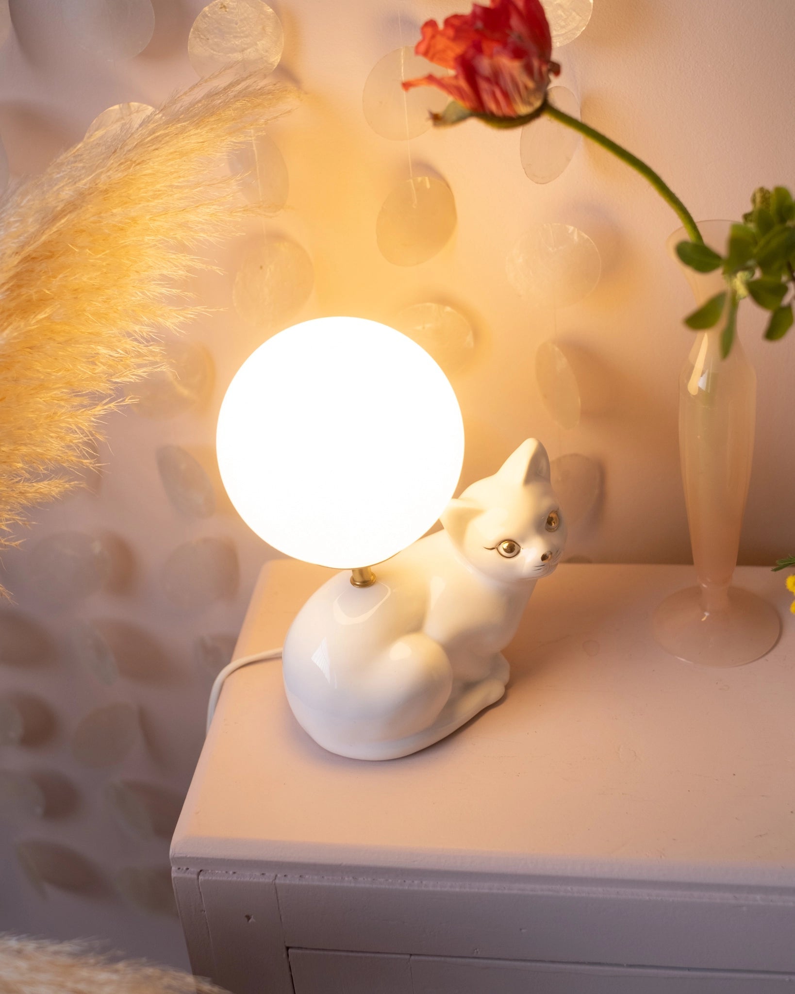 Lampe chat en céramique et opaline - Silly & Billy
