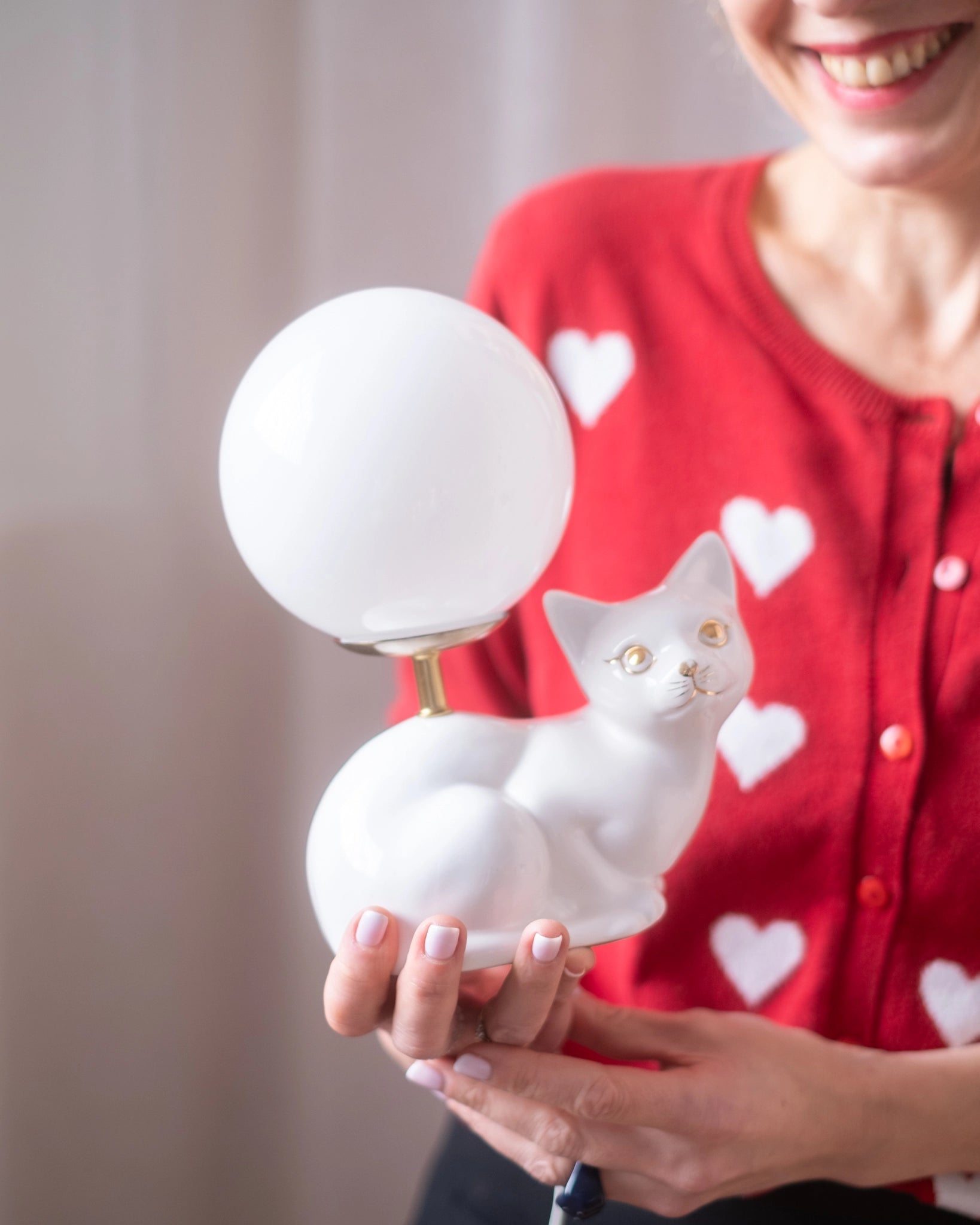 Lampe chat en céramique et opaline - Silly & Billy