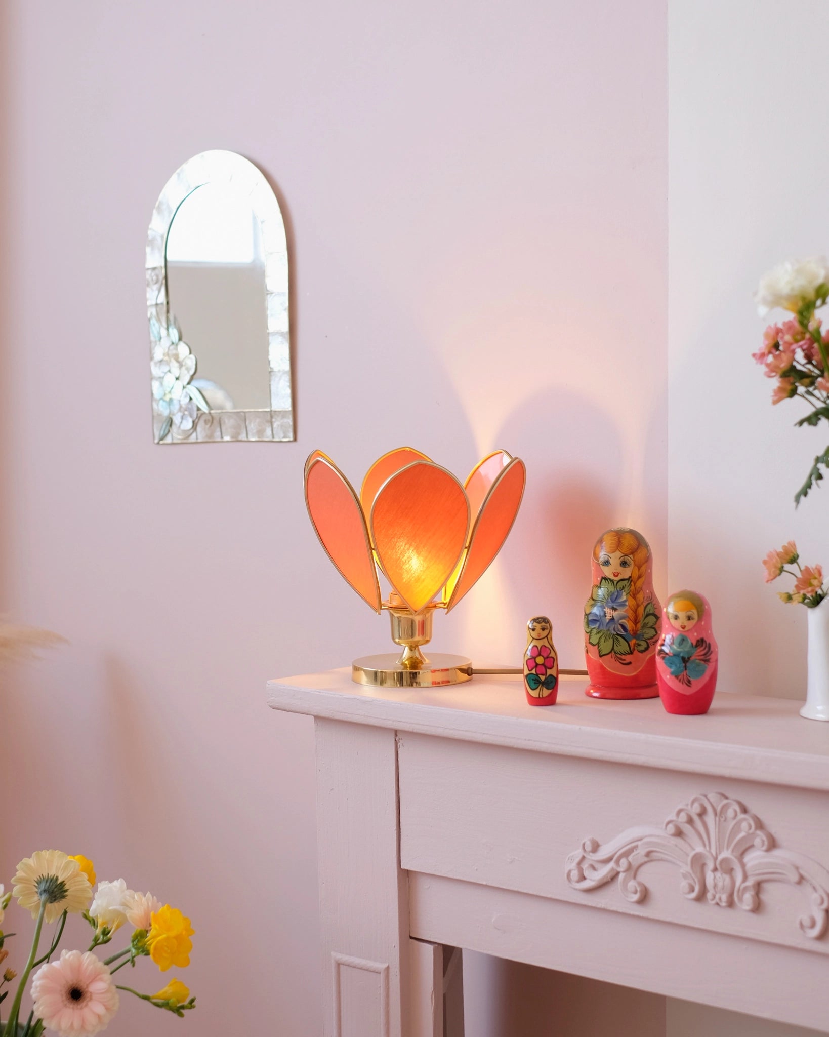 Lampe Fleur à poser - Ocre et doré - Silly & Billy