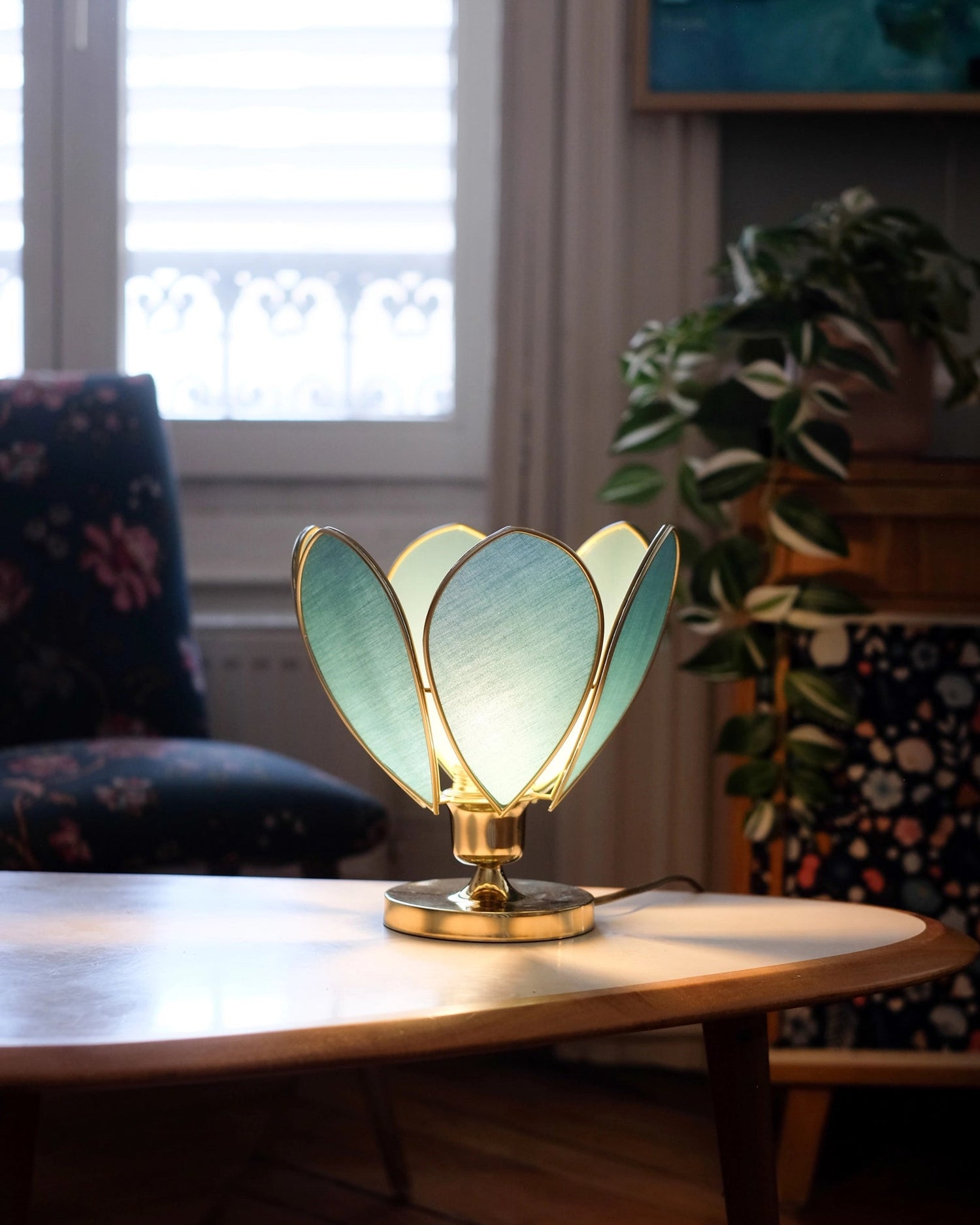 Lampe Fleur à poser - Tempête et doré - Silly & Billy