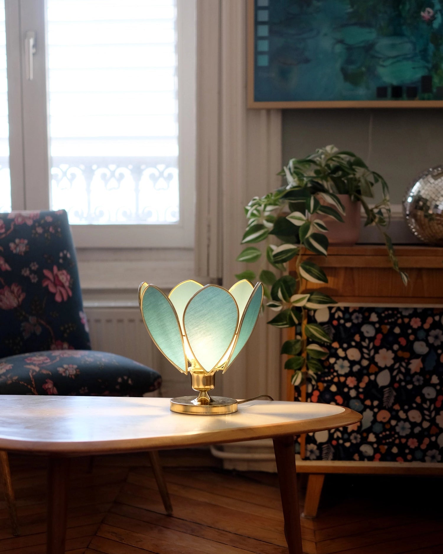 Lampe Fleur à poser - Tempête et doré - Silly & Billy