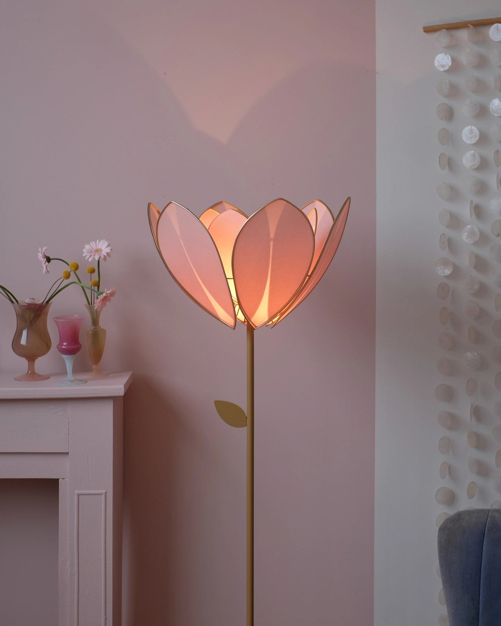 Pied de lampadaire et abat - jour fleur double - Blush - Silly & Billy