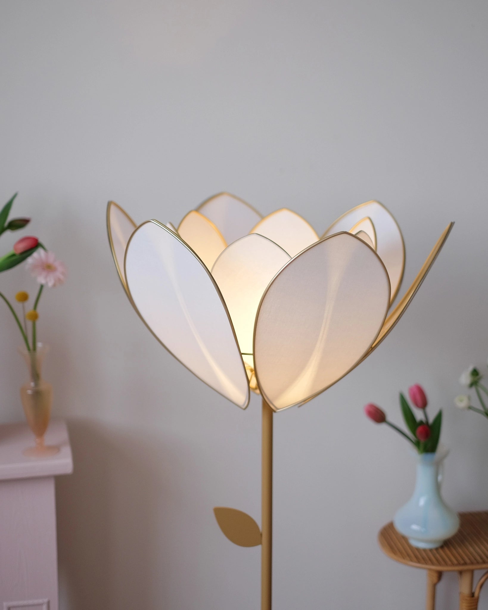 Pied de lampadaire et abat - jour fleur double - Écru - Silly & Billy