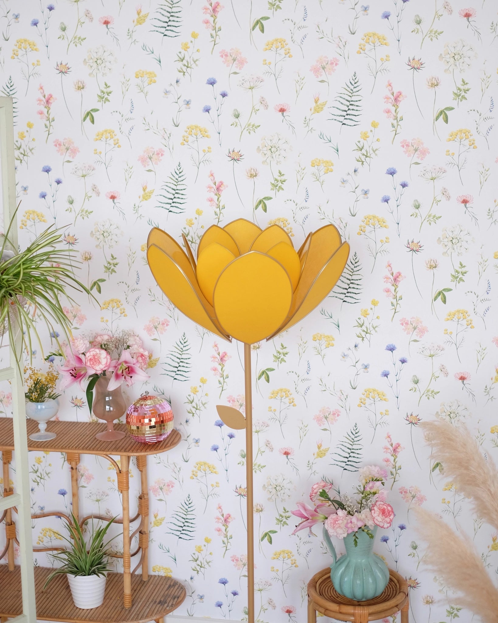Pied de lampadaire et abat - jour fleur double - Mimosa - Silly & Billy