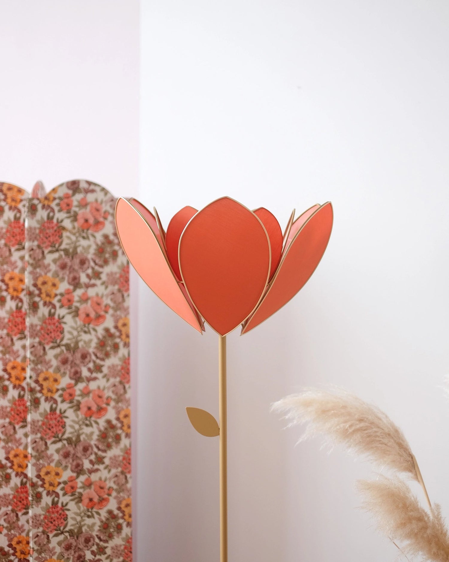 Pied de lampadaire et abat - jour fleur double - Ocre - Silly & Billy
