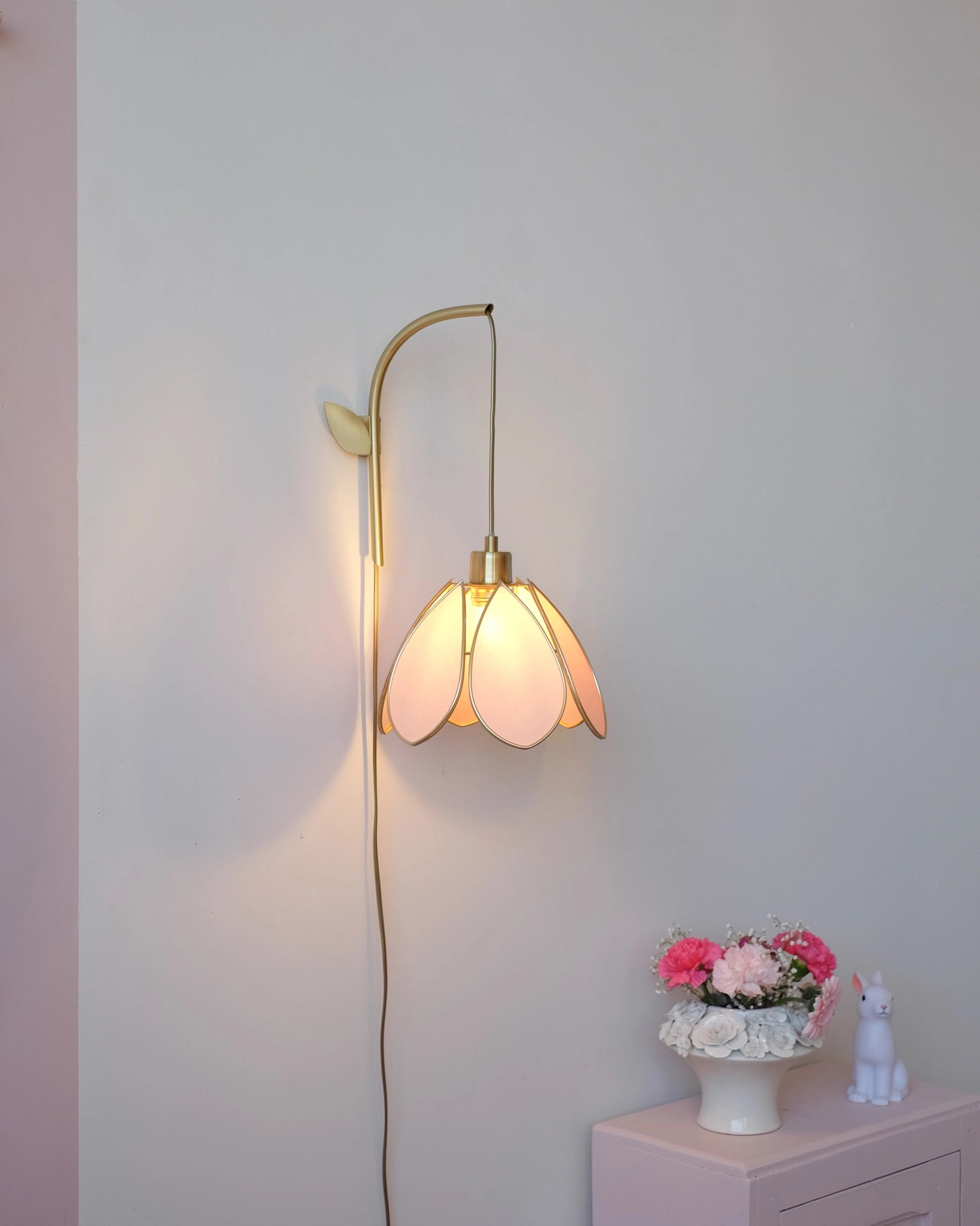 Support mural et baladeuse Fleur - Blush et doré - Silly & Billy