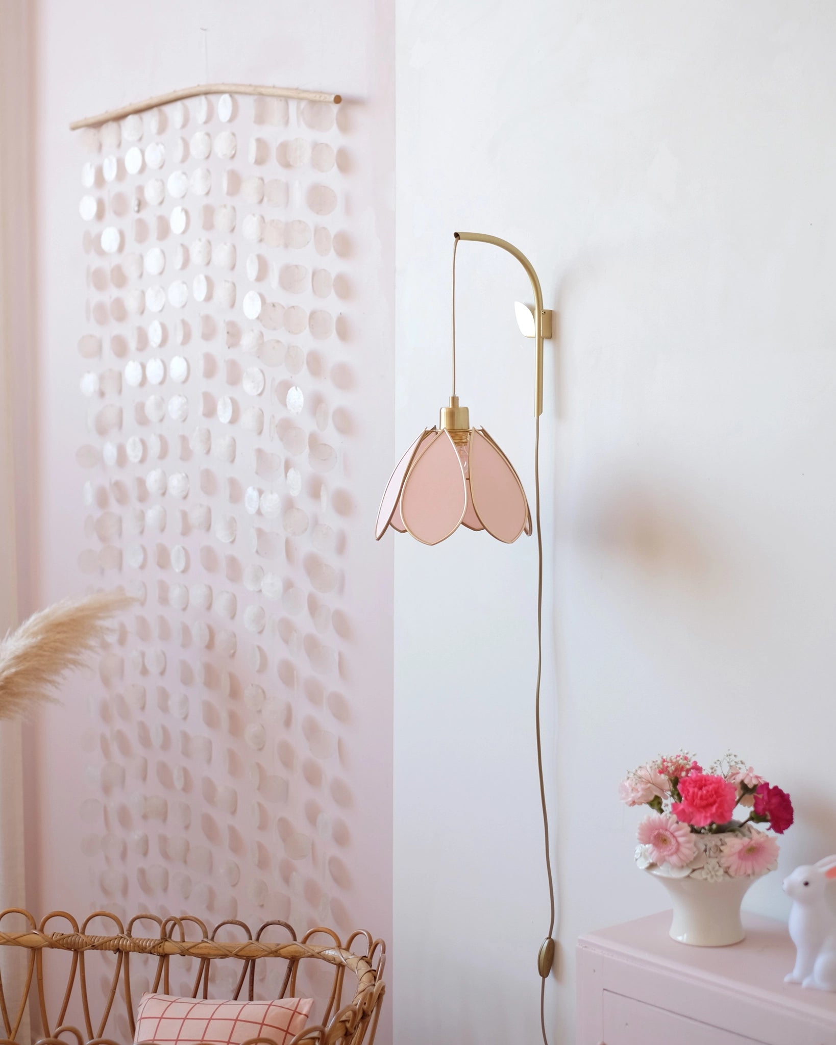 Support mural et baladeuse Fleur - Blush et doré - Silly & Billy