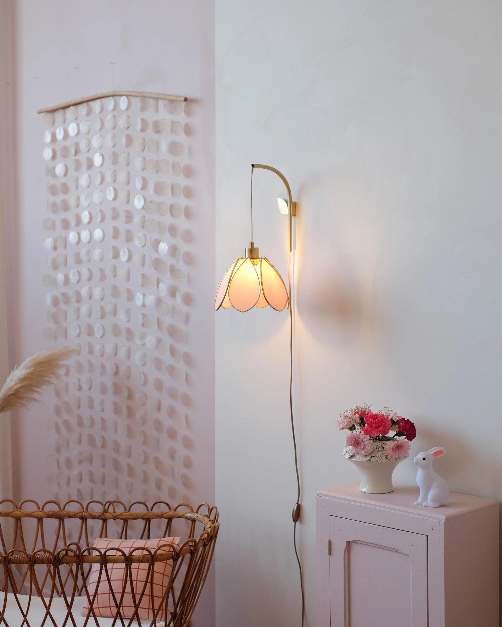 Support mural et baladeuse Fleur - Blush et doré - Silly & Billy