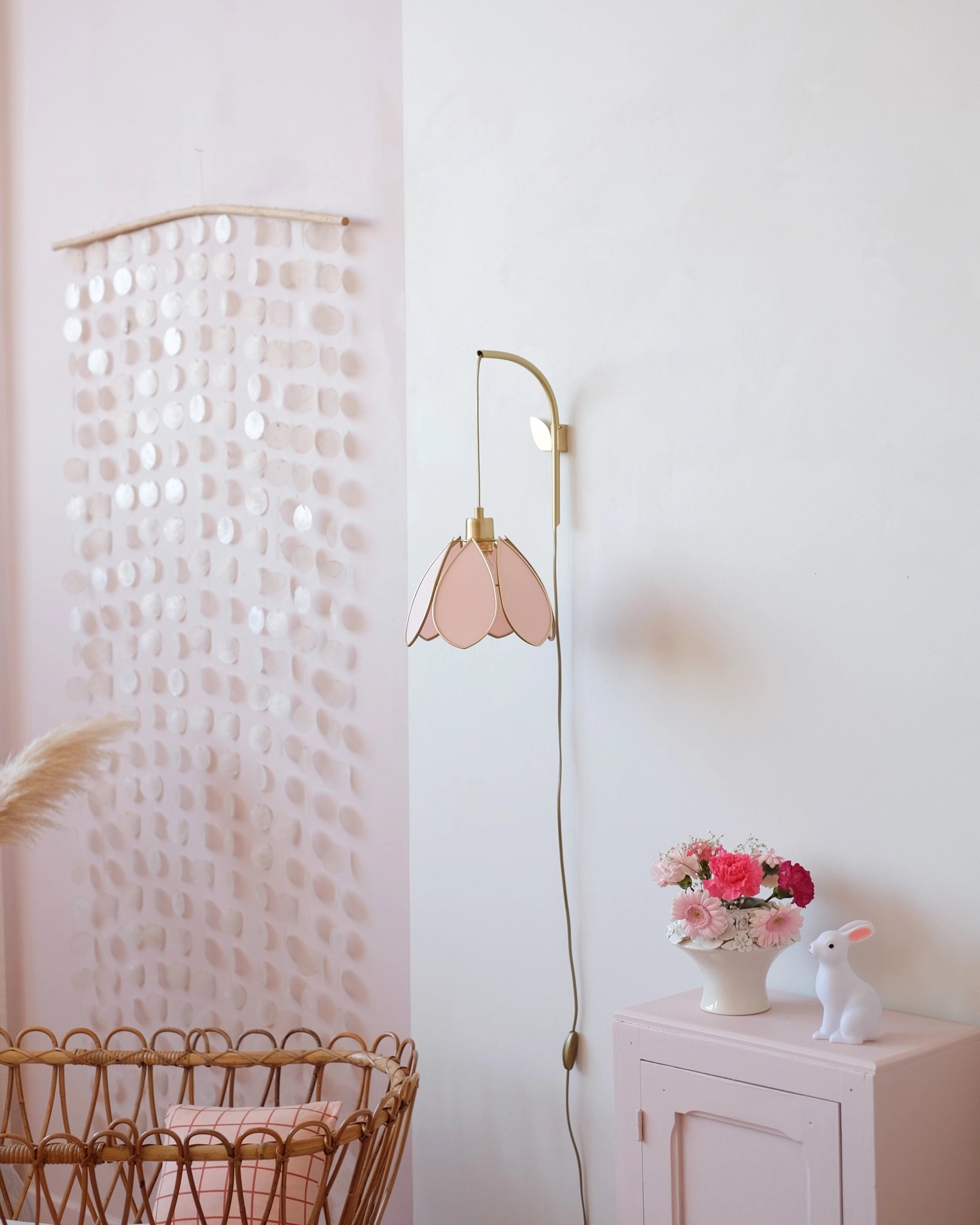 Support mural et baladeuse Fleur - Blush et doré - Silly & Billy