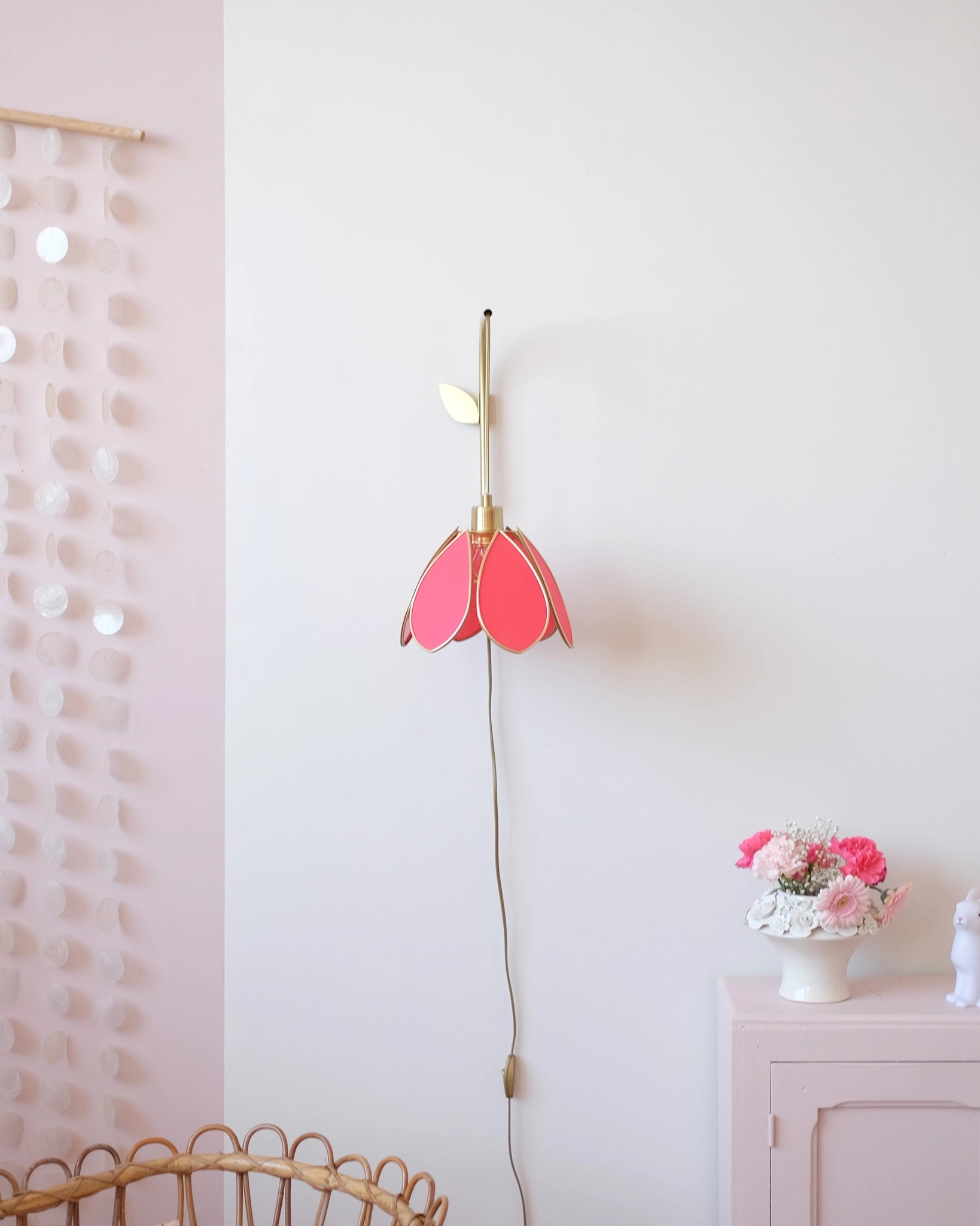 Support mural et baladeuse Fleur - Flamingo et doré - Silly & Billy