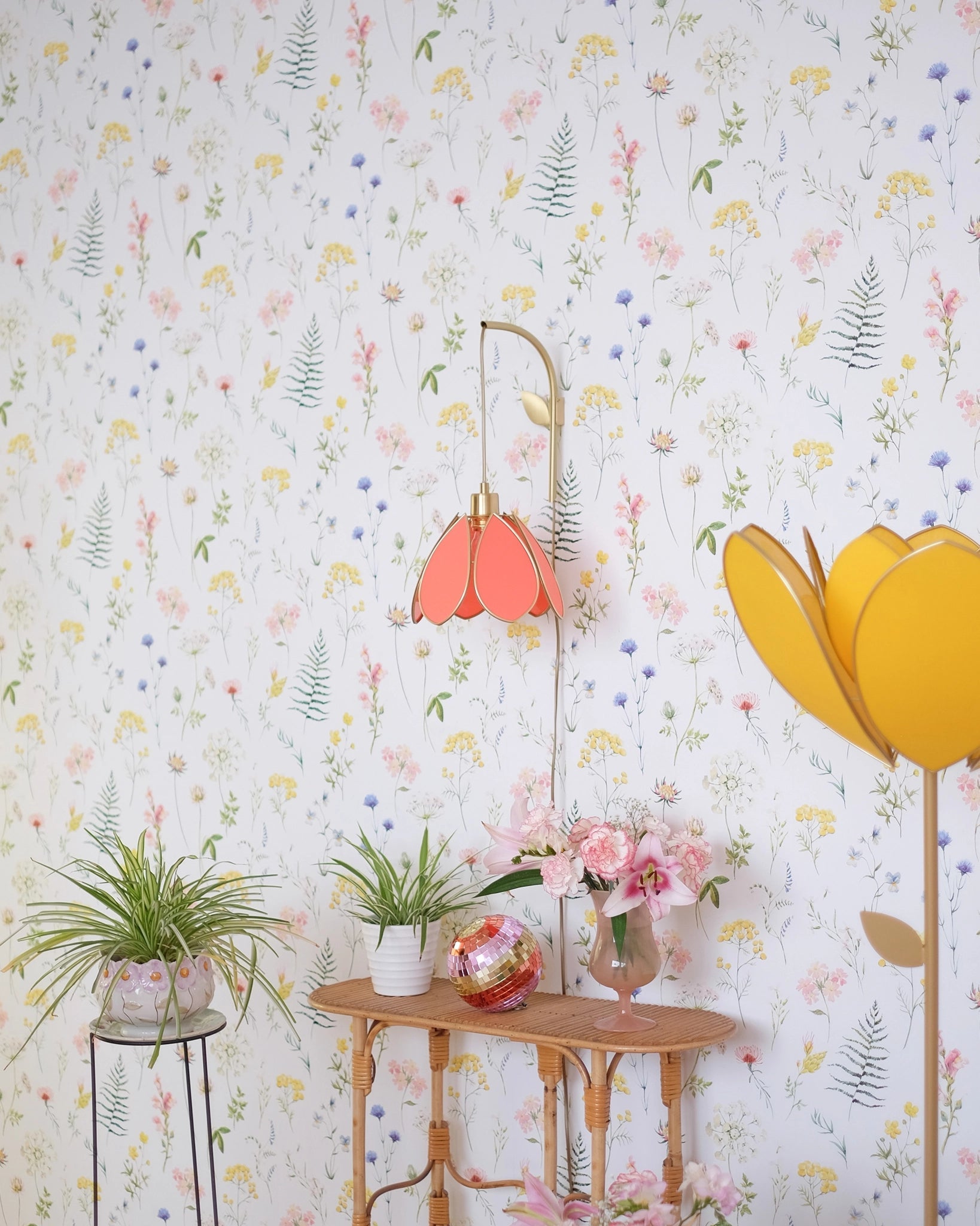 Support mural et baladeuse Fleur - Pamplemousse et doré - Silly & Billy