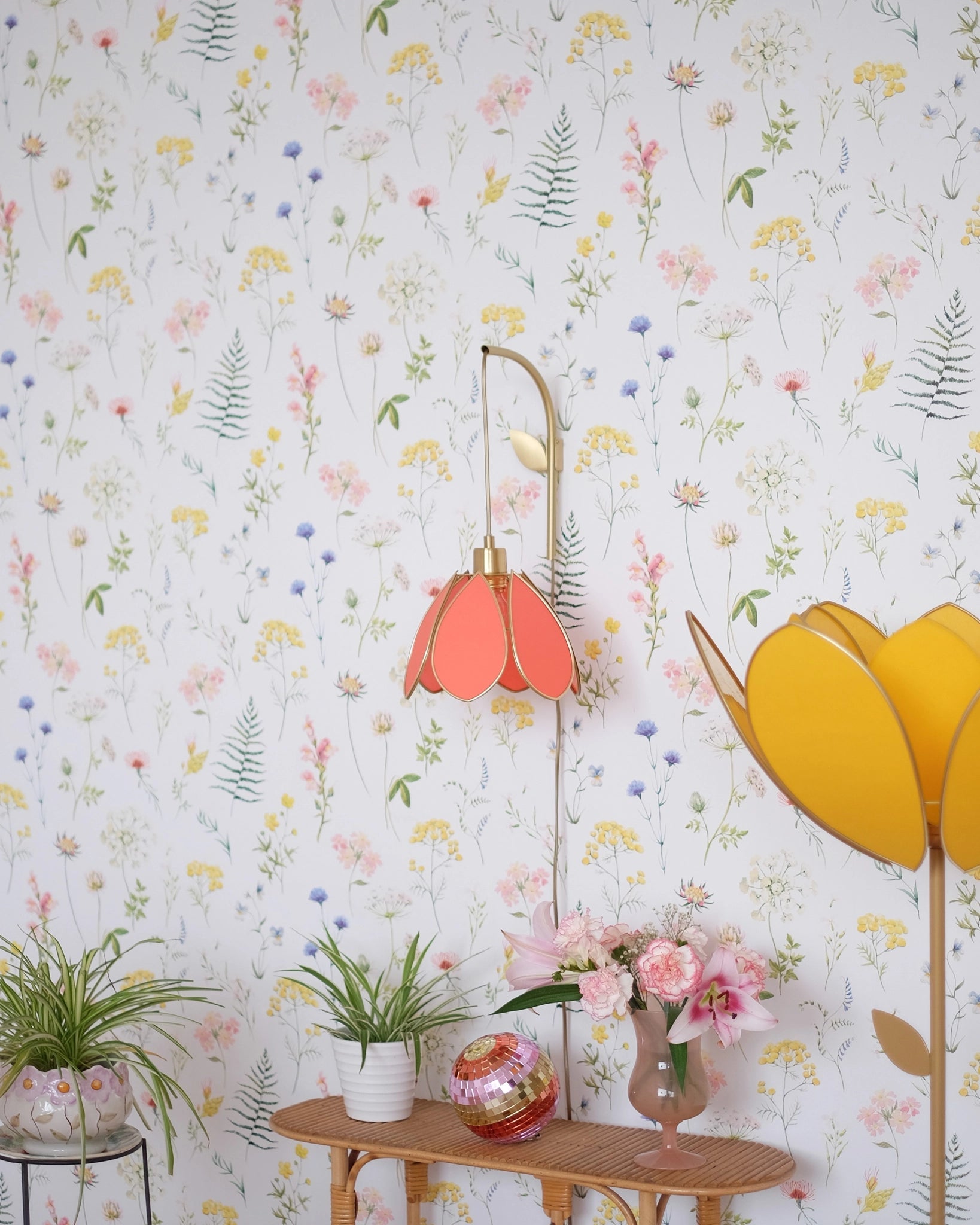 Support mural et baladeuse Fleur - Pamplemousse et doré - Silly & Billy