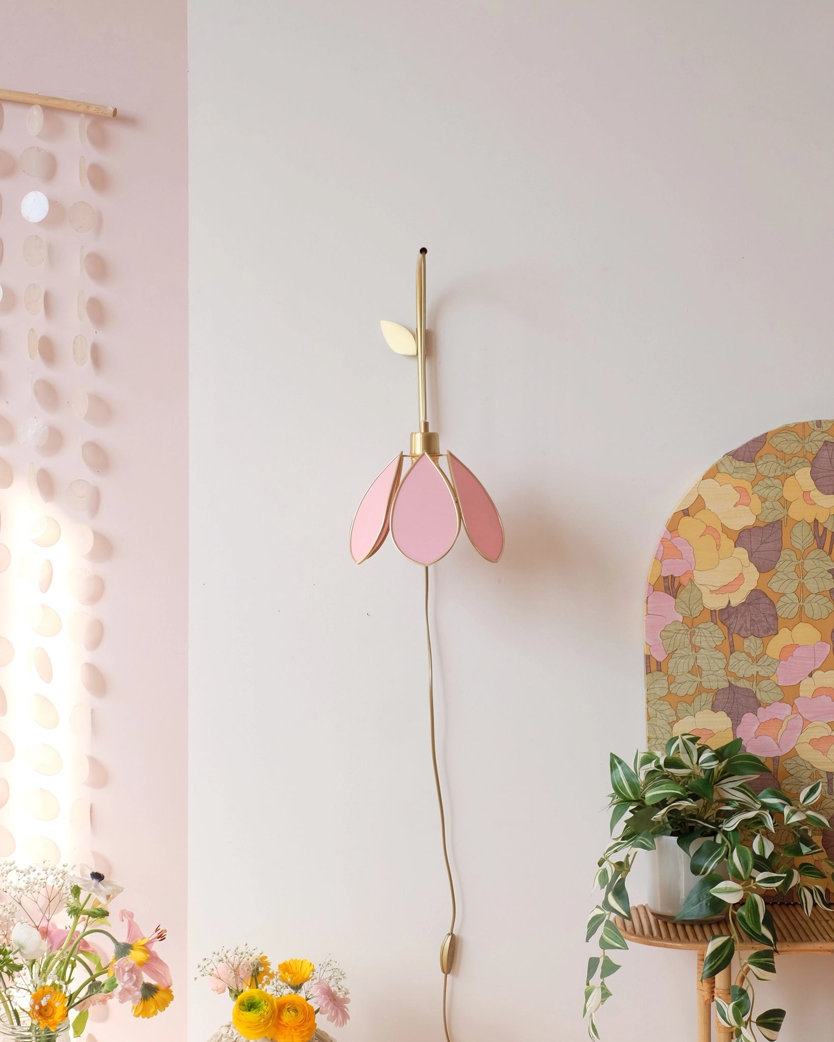 Support mural et baladeuse Fleur - Sugar et doré - Silly & Billy