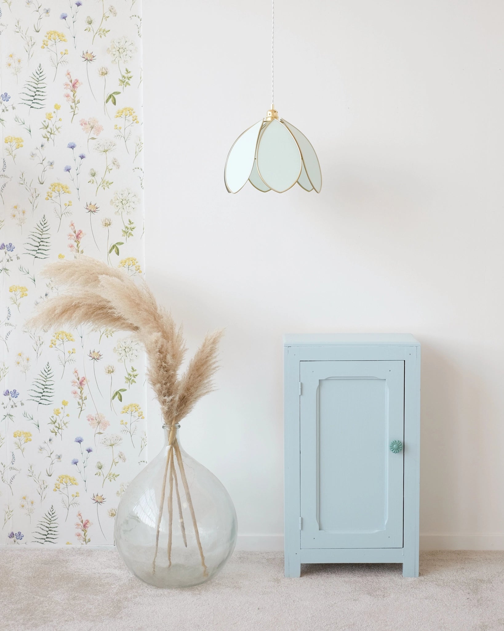 Suspension Fleur simple - Glacier et doré - Silly & Billy