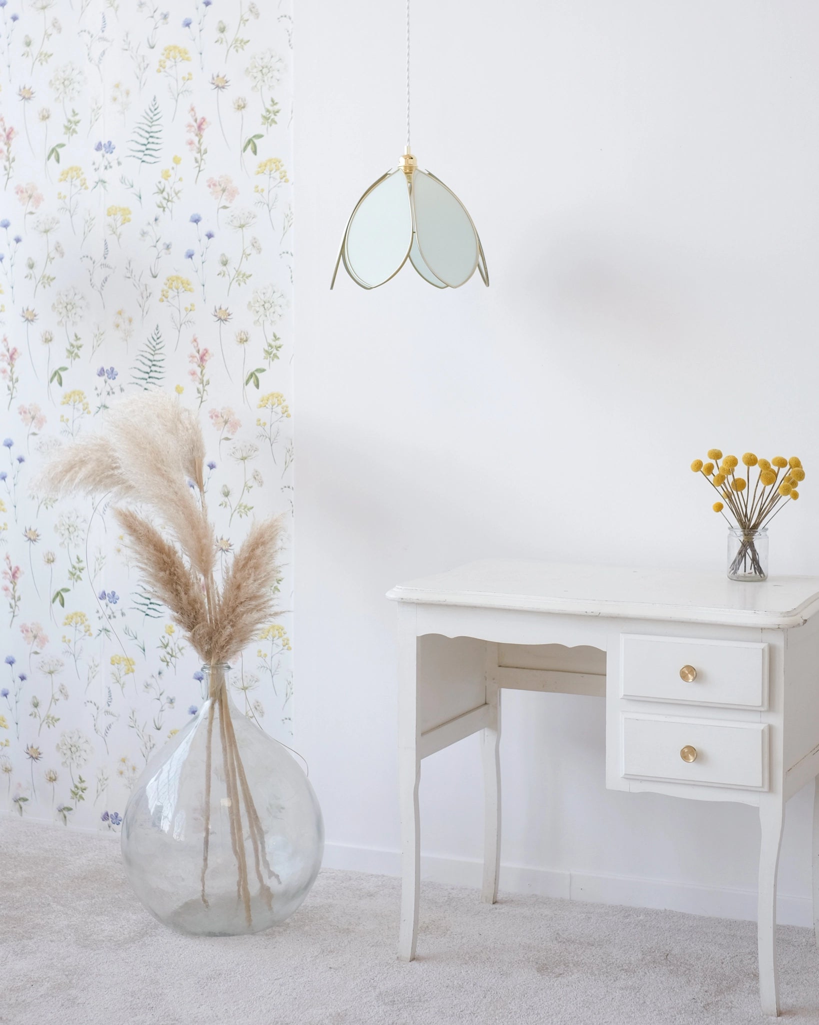 Suspension Fleur simple - Glacier et doré - Silly & Billy